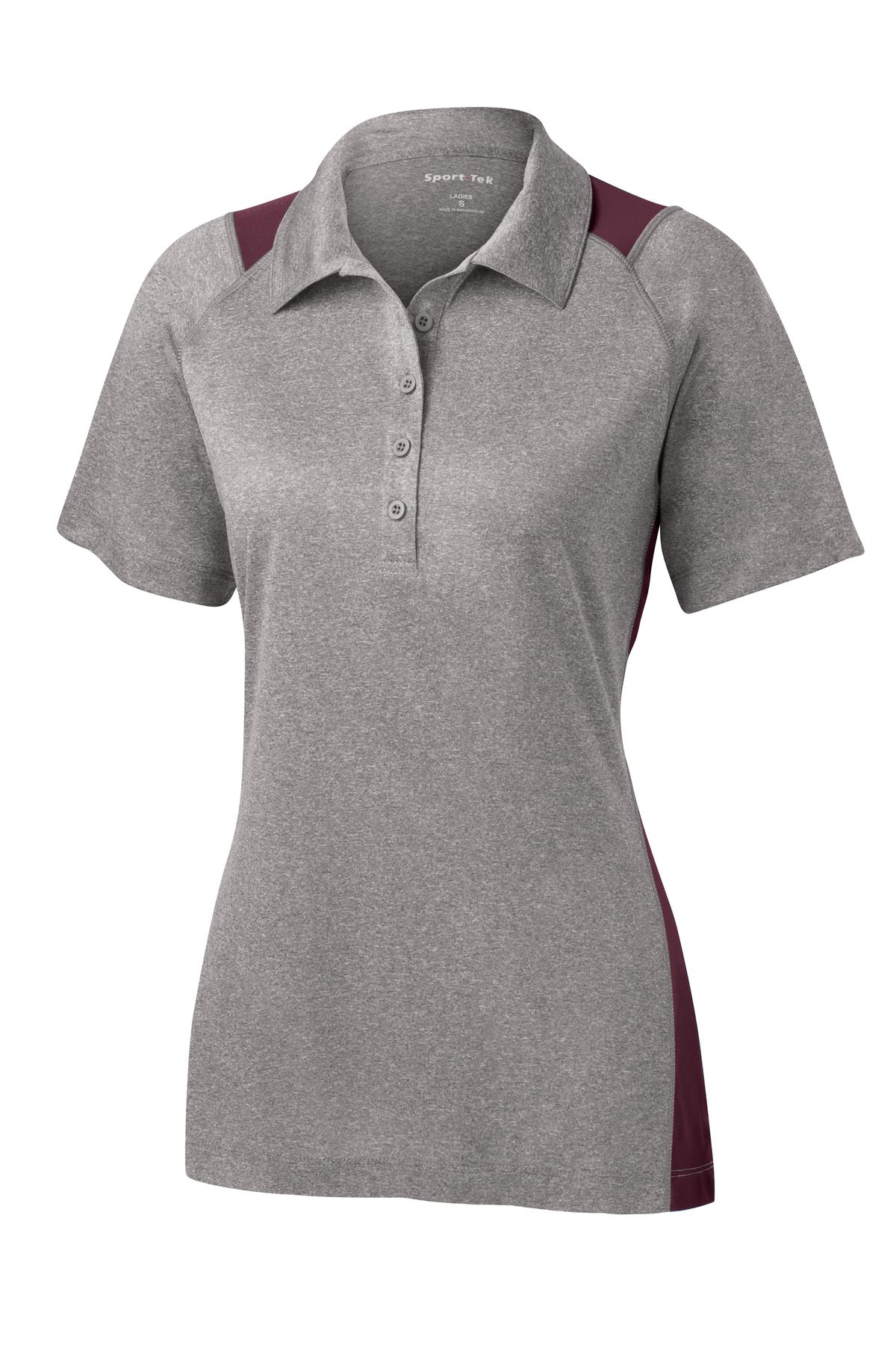 Sport-Tek Women's Heather Colorblock Contender Polo. LST665 Womens Apparel Shirts & Tops