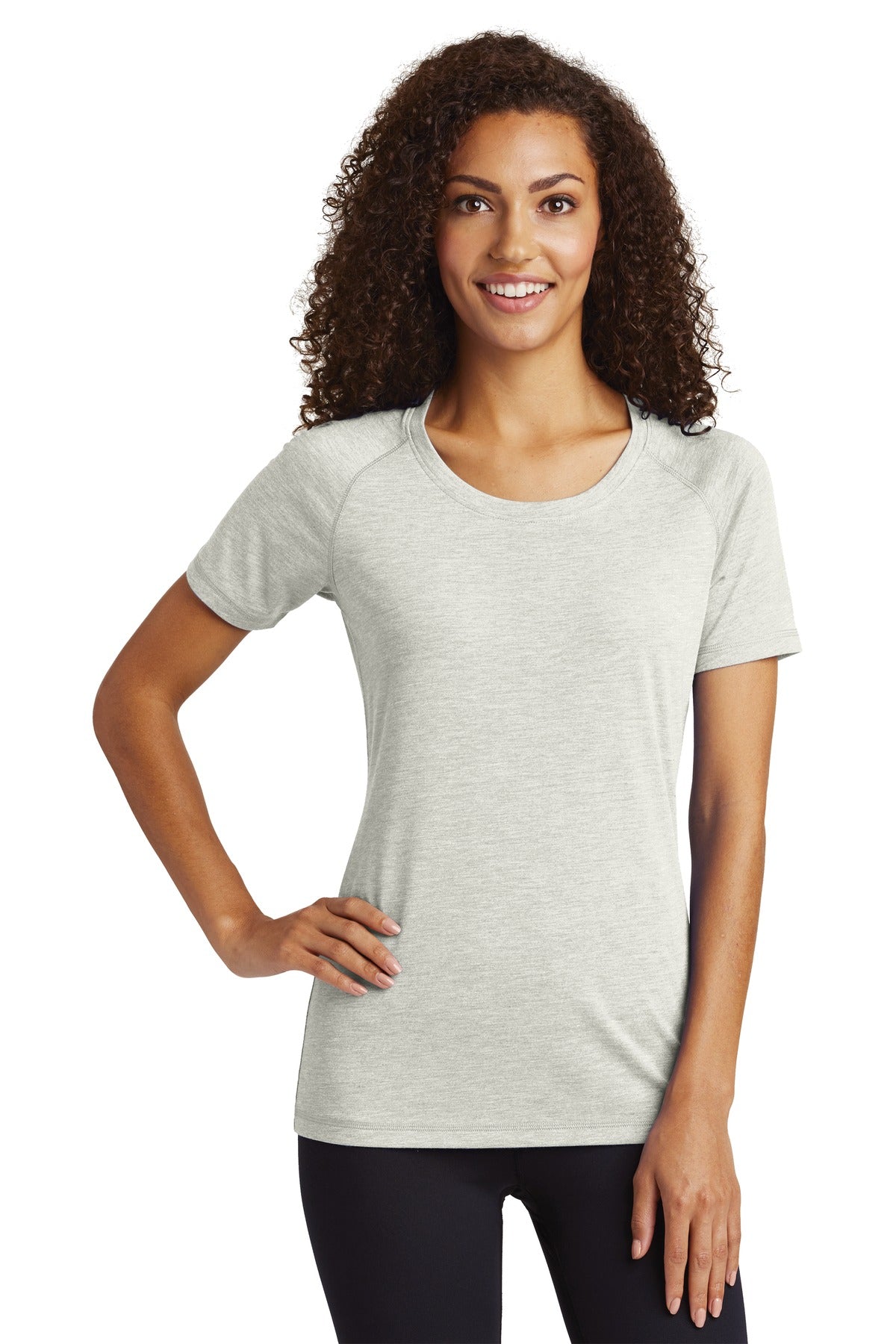 Sport-Tek Women's PosiCharge Tri-Blend Wicking Scoop Neck Raglan Tee LST400 Womens Apparel Shirts & Tops