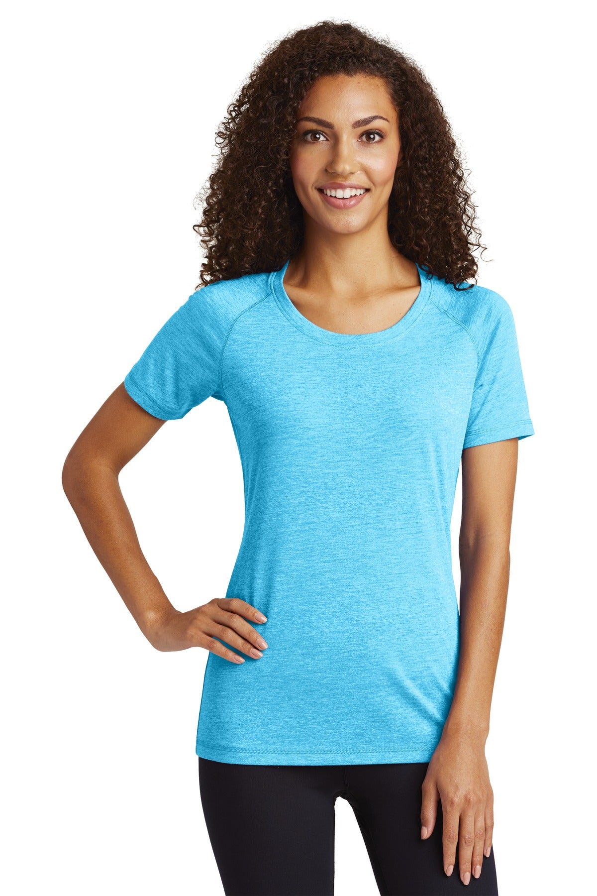 Sport-Tek Women's PosiCharge Tri-Blend Wicking Scoop Neck Raglan Tee LST400 Womens Apparel Shirts & Tops