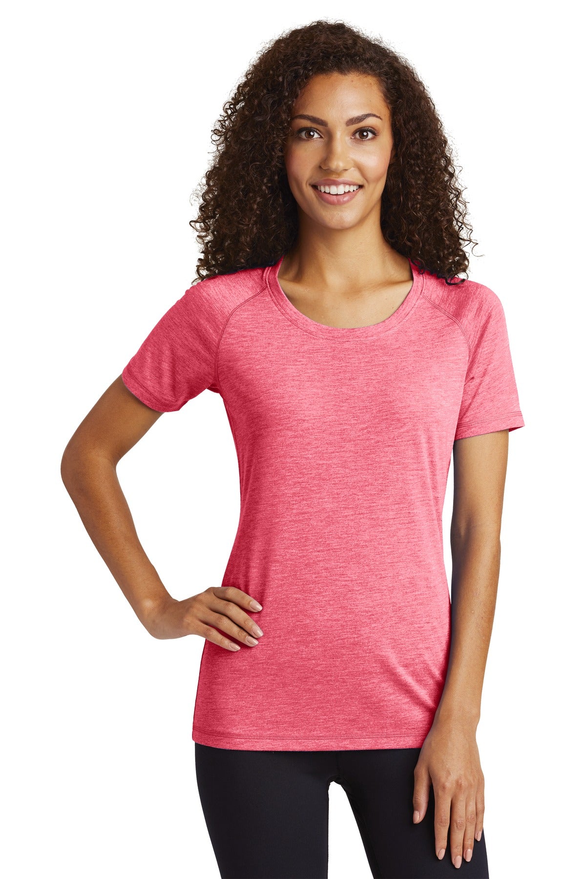 Sport-Tek Women's PosiCharge Tri-Blend Wicking Scoop Neck Raglan Tee LST400 Womens Apparel Shirts & Tops
