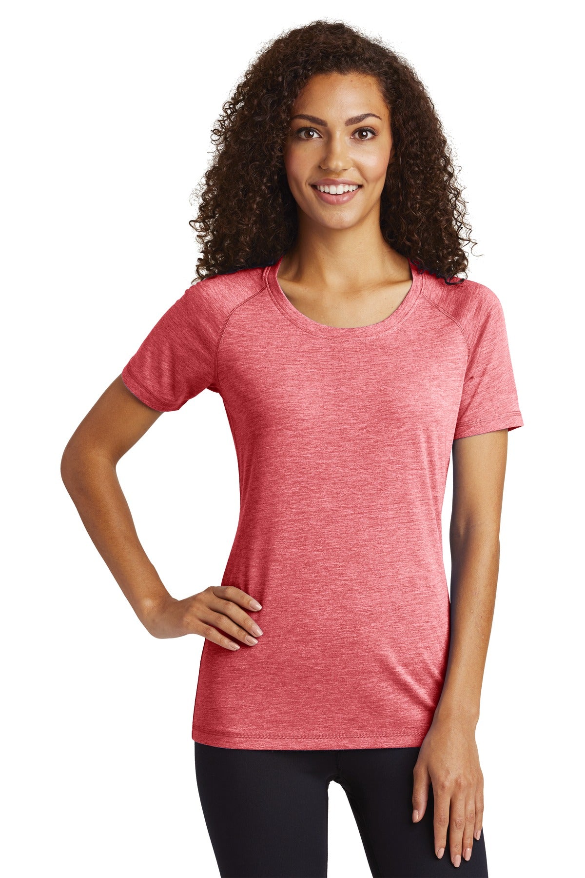 Sport-Tek Women's PosiCharge Tri-Blend Wicking Scoop Neck Raglan Tee LST400 Womens Apparel Shirts & Tops