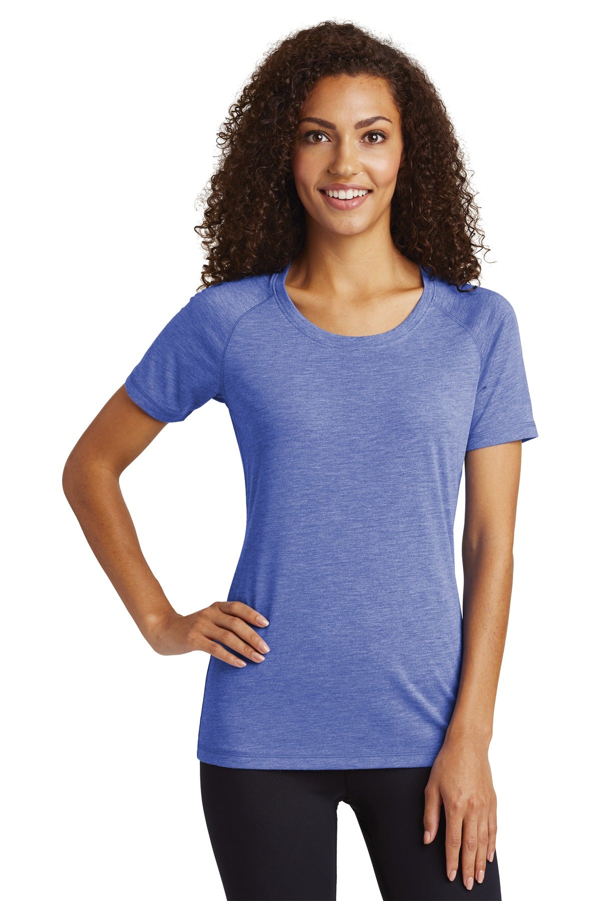 Sport-Tek Women's PosiCharge Tri-Blend Wicking Scoop Neck Raglan Tee LST400 Womens Apparel Shirts & Tops