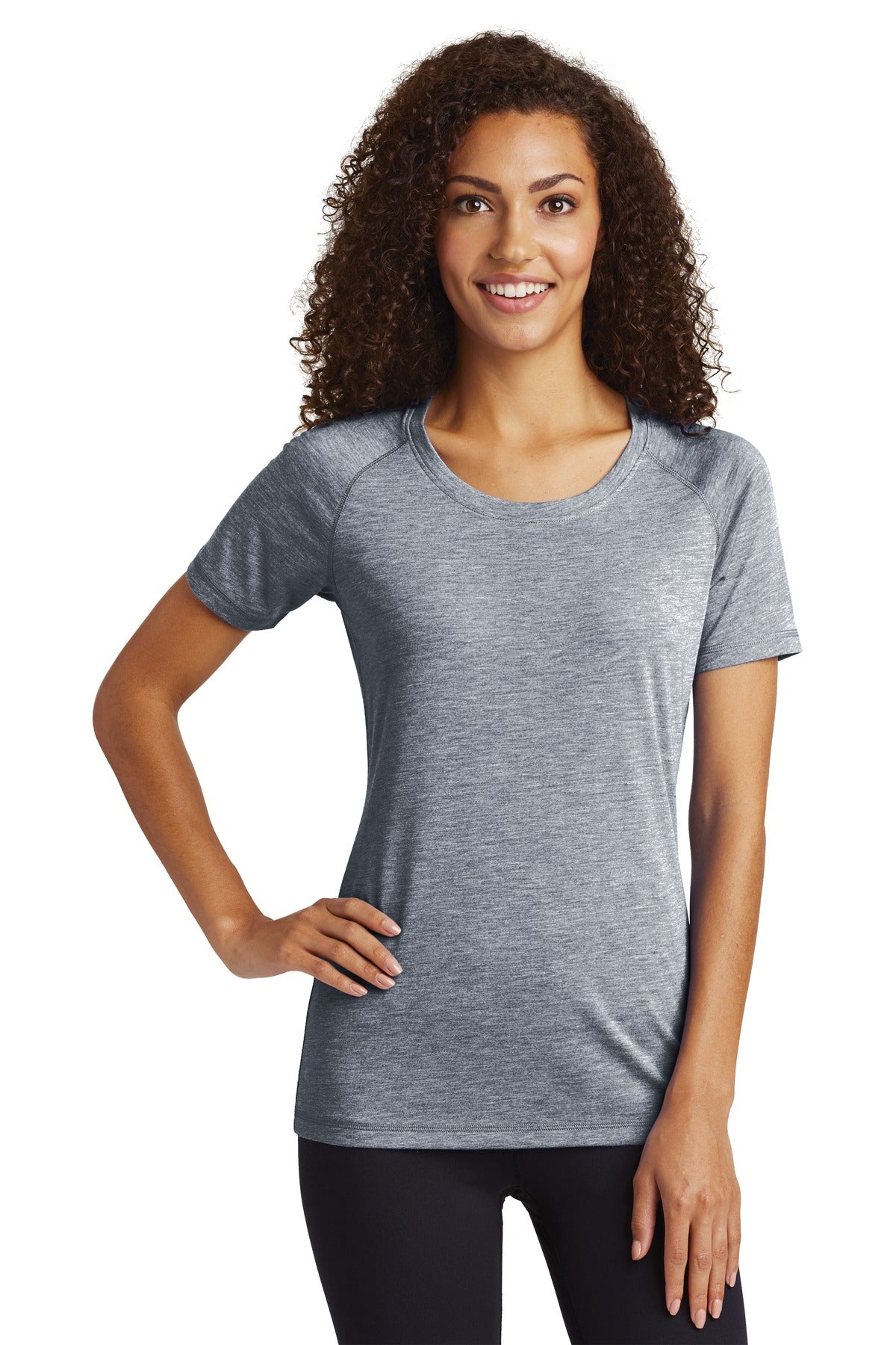 Sport-Tek Women's PosiCharge Tri-Blend Wicking Scoop Neck Raglan Tee LST400 Womens Apparel Shirts & Tops