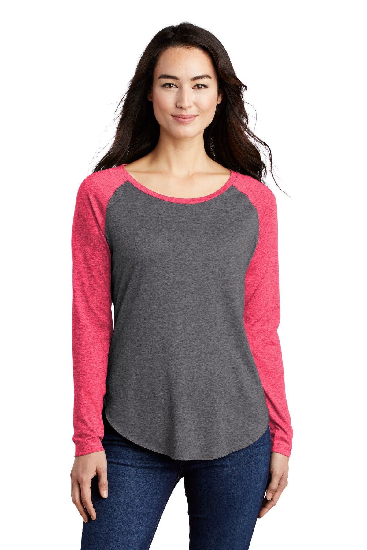 Sport-Tek Women's PosiCharge Long Sleeve Tri-Blend Wicking Scoop Neck Raglan Tee LST400LS Womens Apparel Shirts & Tops