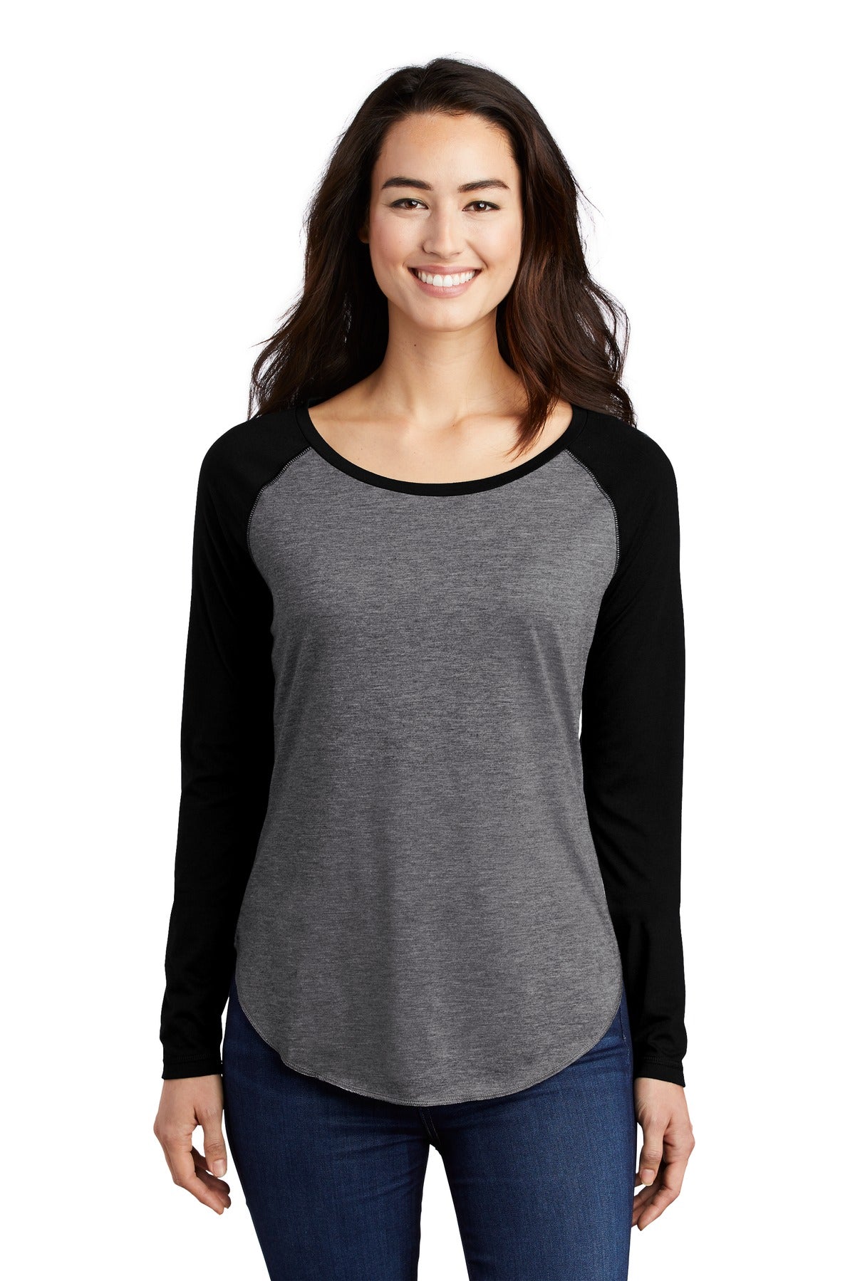 Sport-Tek Women's PosiCharge Long Sleeve Tri-Blend Wicking Scoop Neck Raglan Tee LST400LS Womens Apparel Shirts & Tops