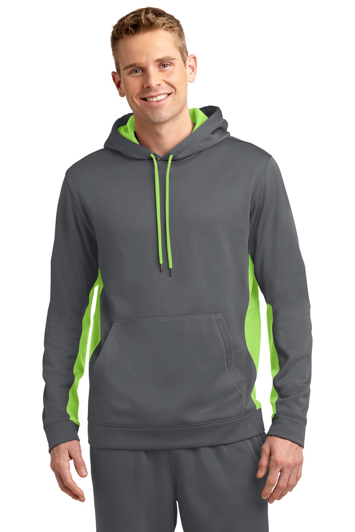 Sport-Tek Men's Sport-Wick Fleece Colorblock Hooded Pullover Mens Apparel Sweatshirts & Fleece