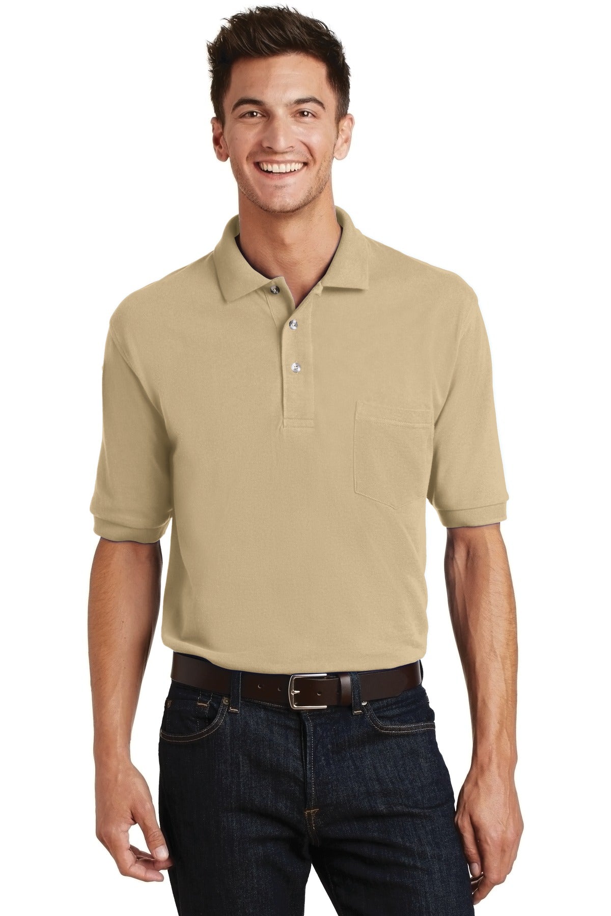 Port Authority Men's Heavyweight Cotton Pique Polo with Pocket. K420P Mens Apparel Shirts & Tops