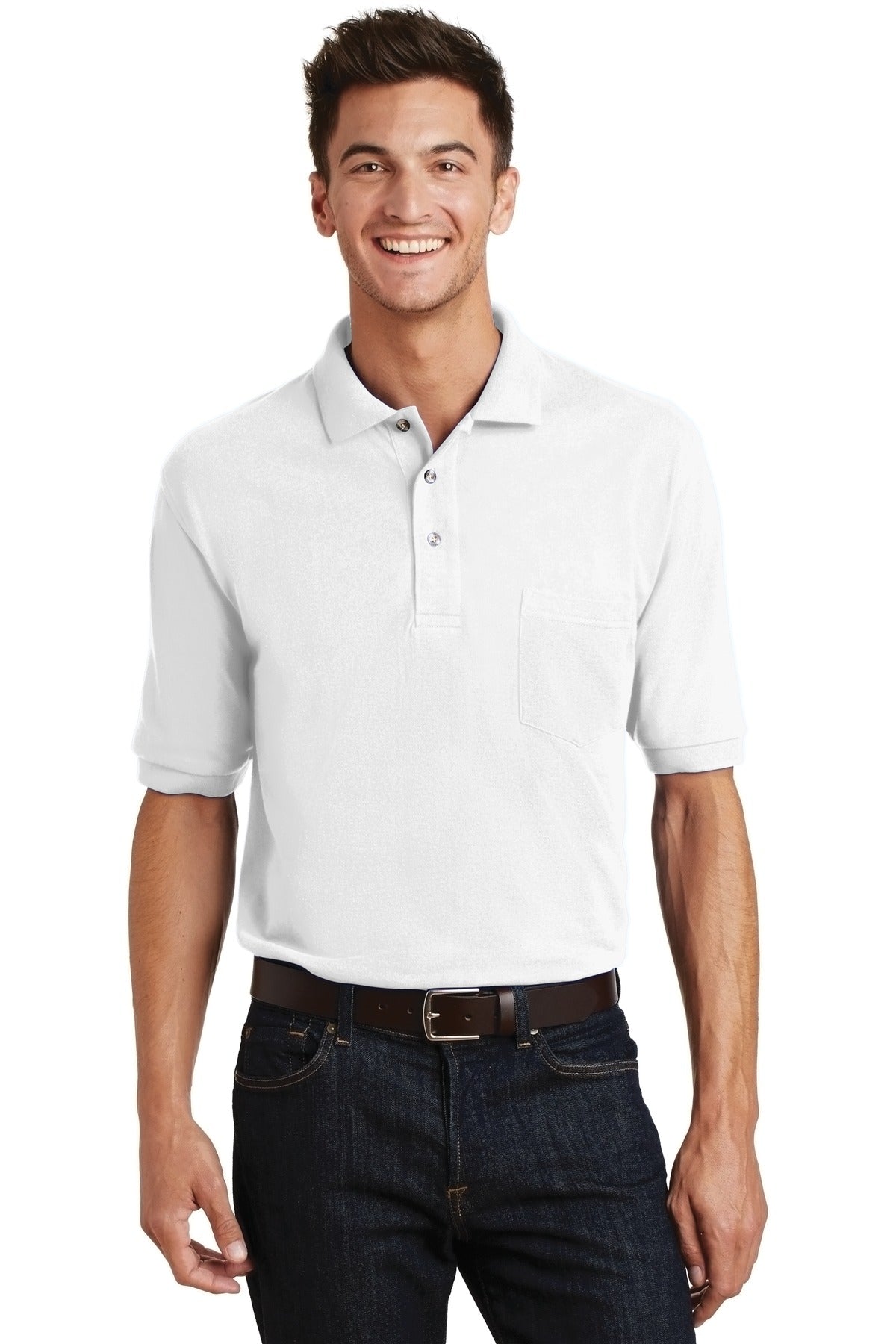Port Authority Men's Heavyweight Cotton Pique Polo with Pocket. K420P Mens Apparel Shirts & Tops