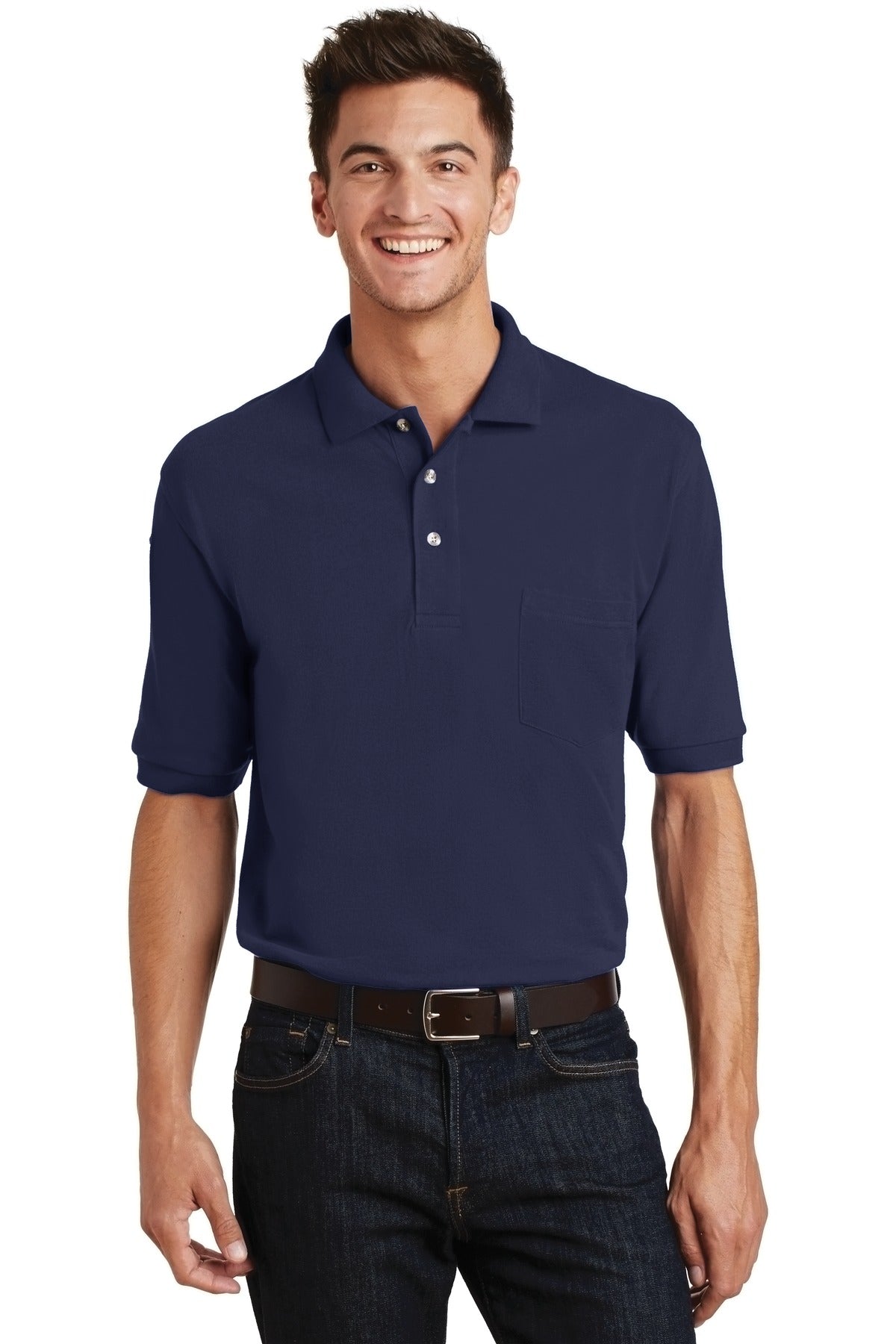 Port Authority Men's Heavyweight Cotton Pique Polo with Pocket. K420P Mens Apparel Shirts & Tops