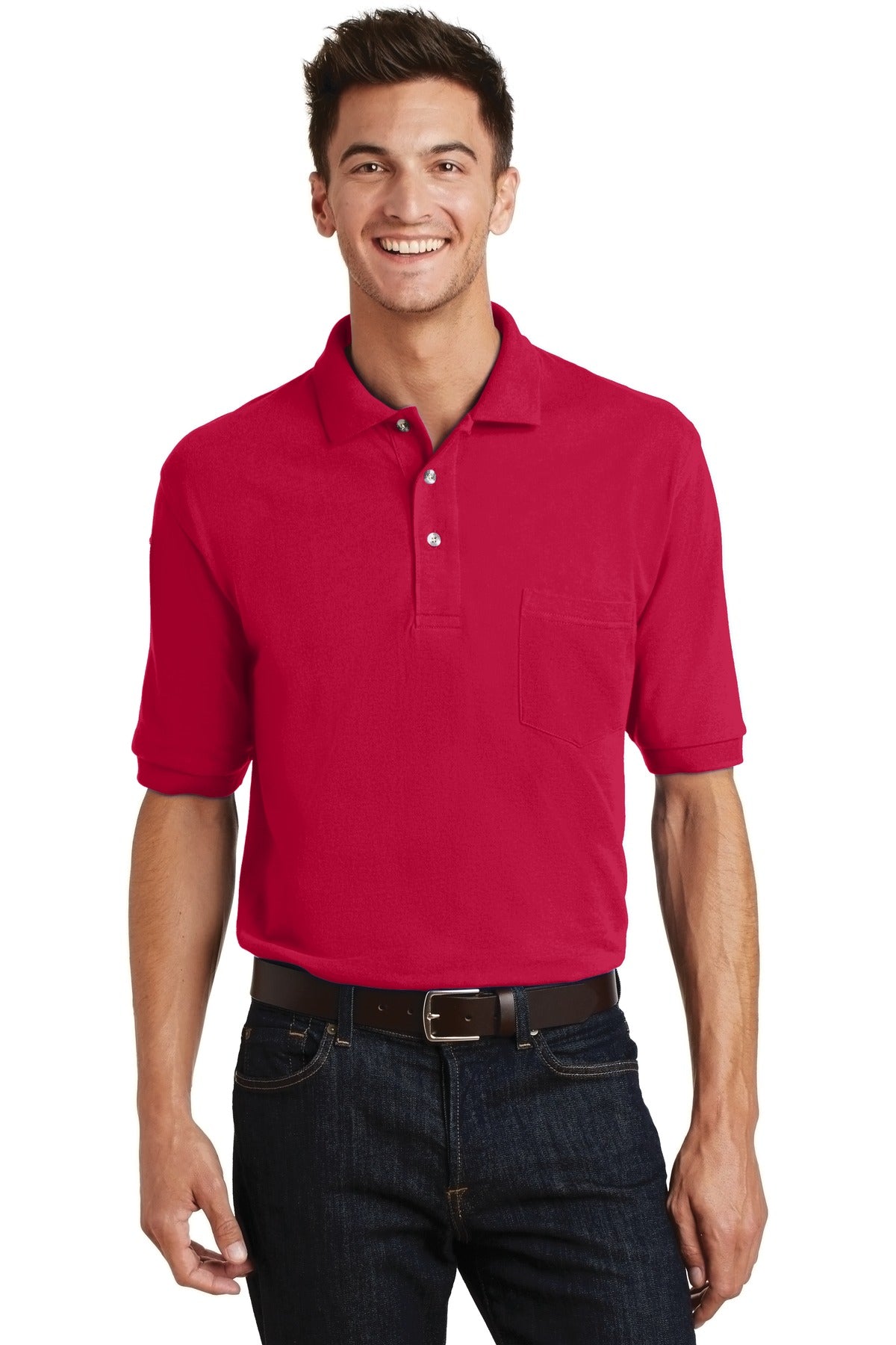 Port Authority Men's Heavyweight Cotton Pique Polo with Pocket. K420P Mens Apparel Shirts & Tops