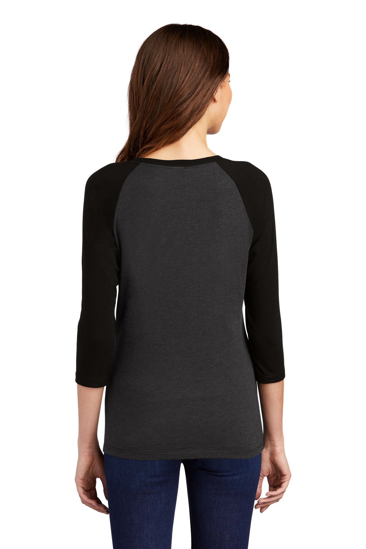 District Women's Perfect Tri 3/4-Sleeve Raglan. DM136L Womens Apparel Shirts & Tops