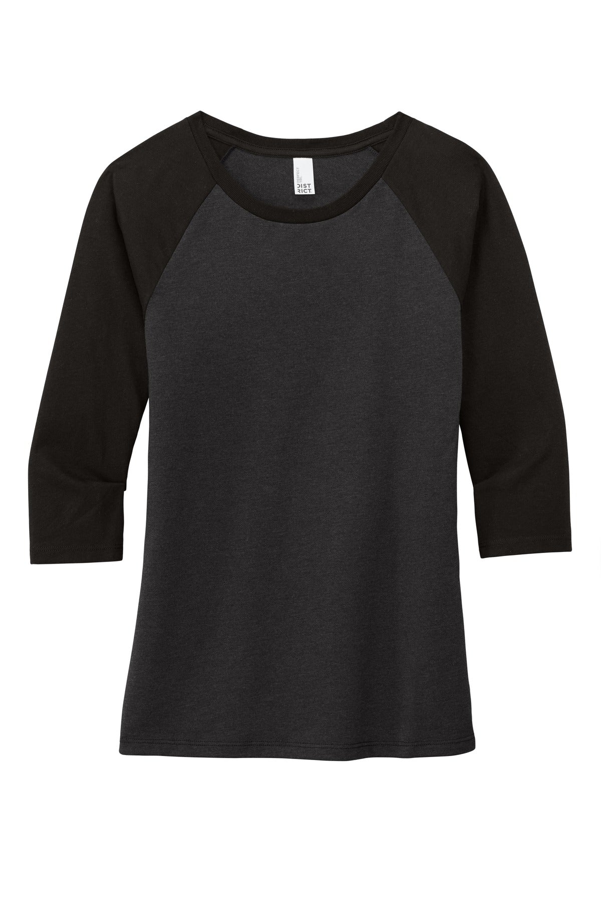 District Women's Perfect Tri 3/4-Sleeve Raglan. DM136L Womens Apparel Shirts & Tops