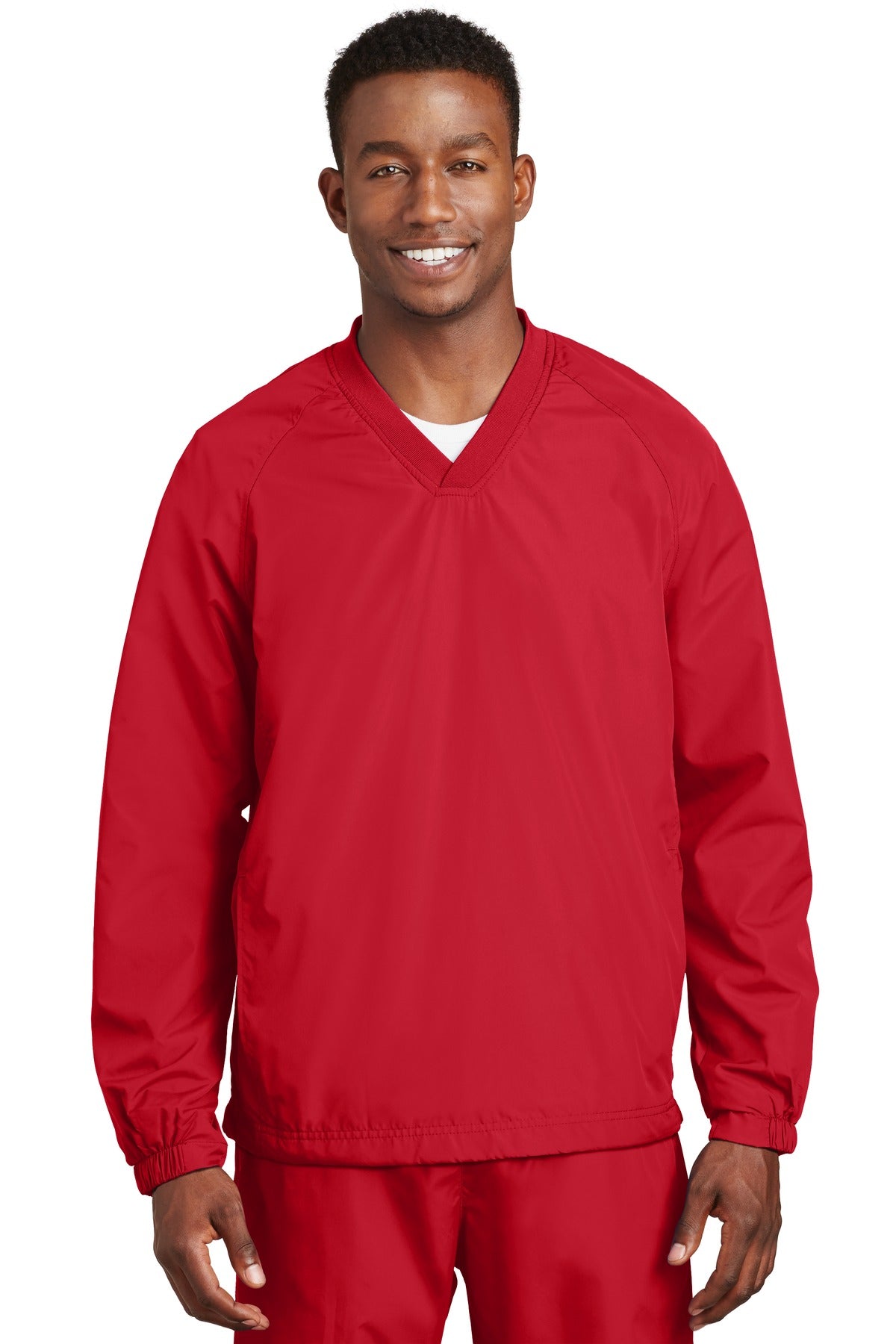 Sport-Tek Men's V-Neck Raglan Wind Shirt Mens Apparel Sweatshirts & Fleece