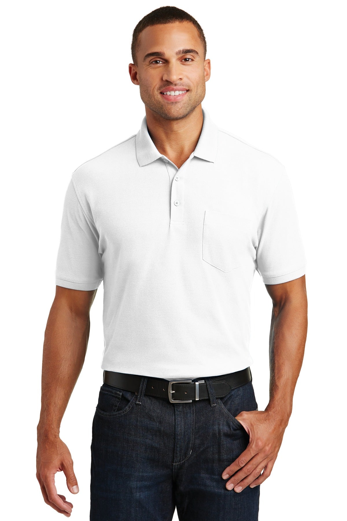 Port Authority Men's Core Classic Pique Pocket Polo. K100P Mens Apparel Shirts & Tops