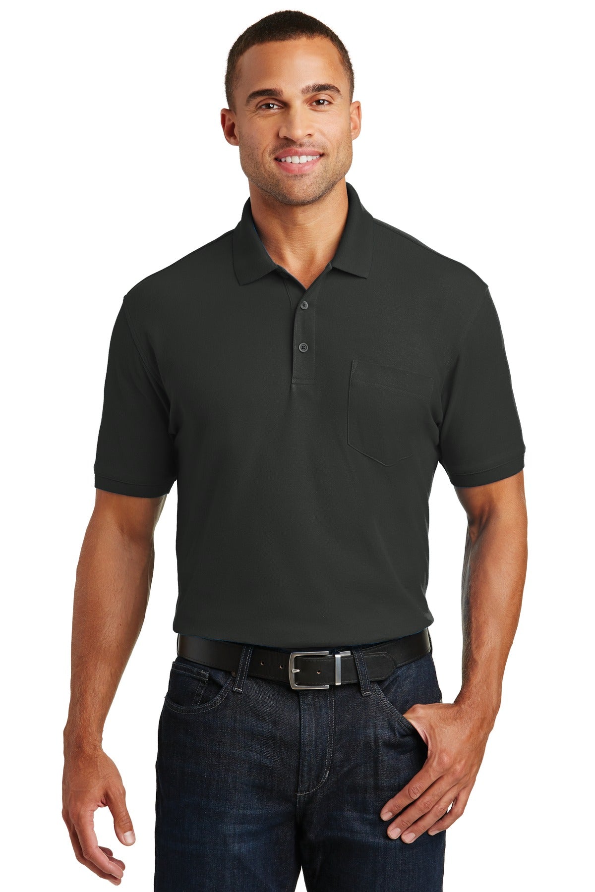 Port Authority Men's Core Classic Pique Pocket Polo. K100P Mens Apparel Shirts & Tops