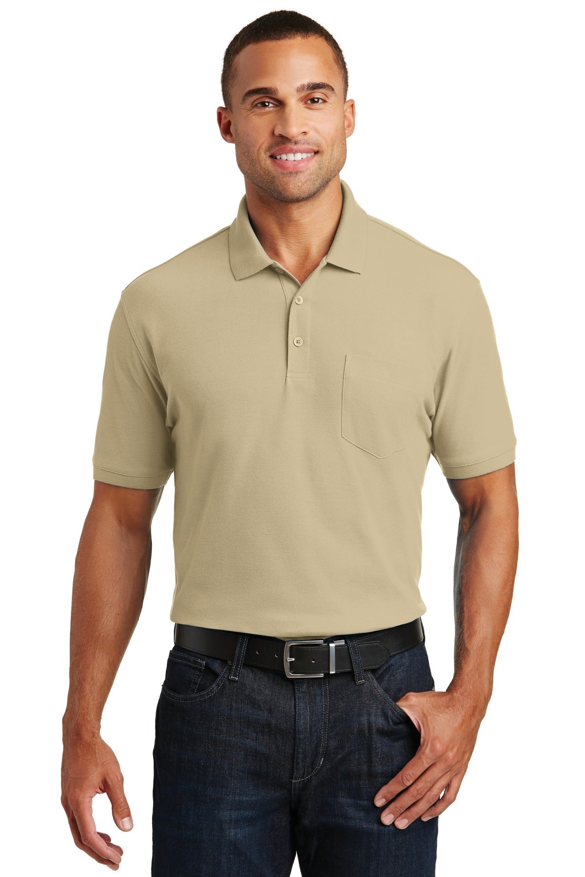Port Authority Men's Core Classic Pique Pocket Polo. K100P Mens Apparel Shirts & Tops