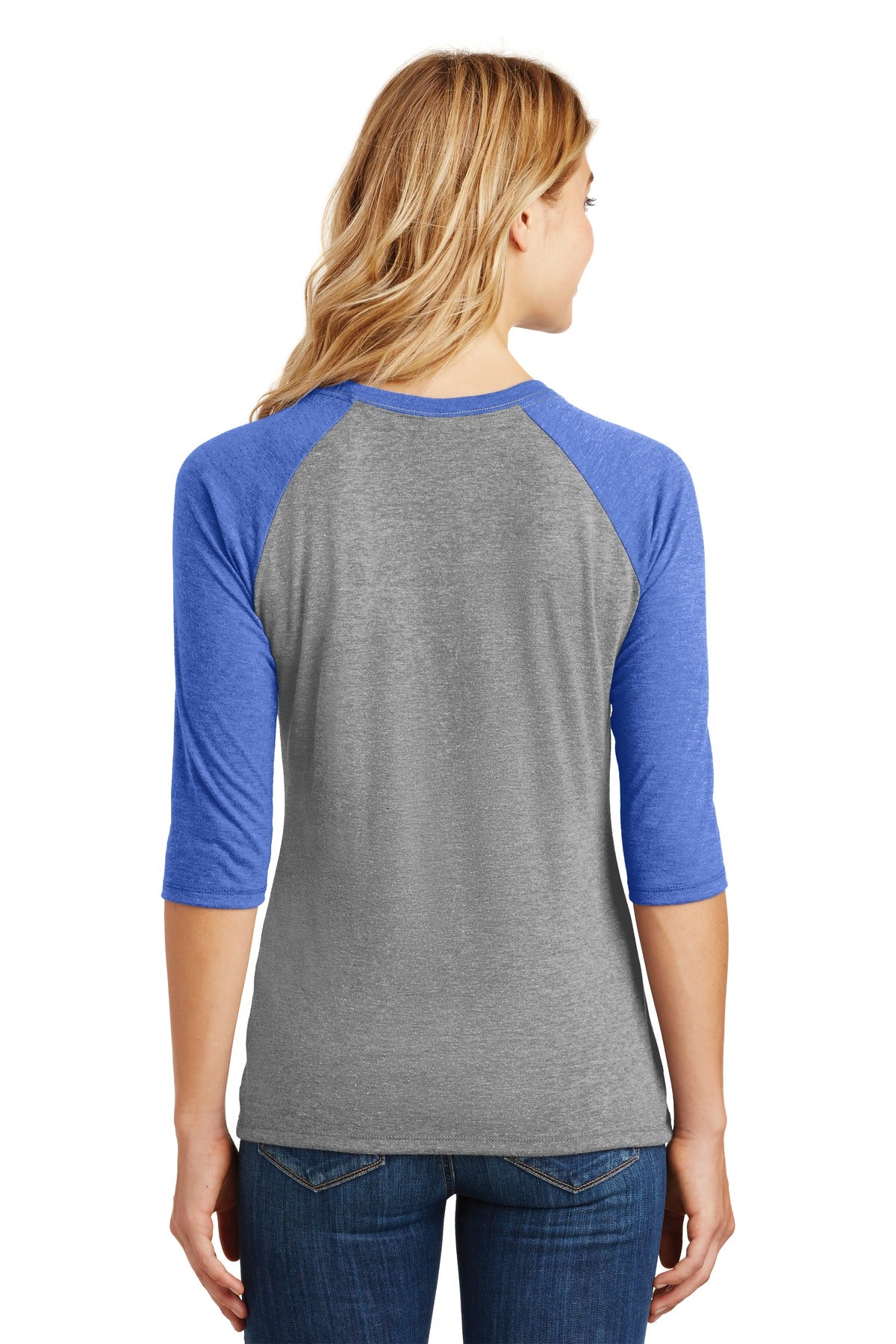 District Women's Perfect Tri 3/4-Sleeve Raglan. DM136L Womens Apparel Shirts & Tops