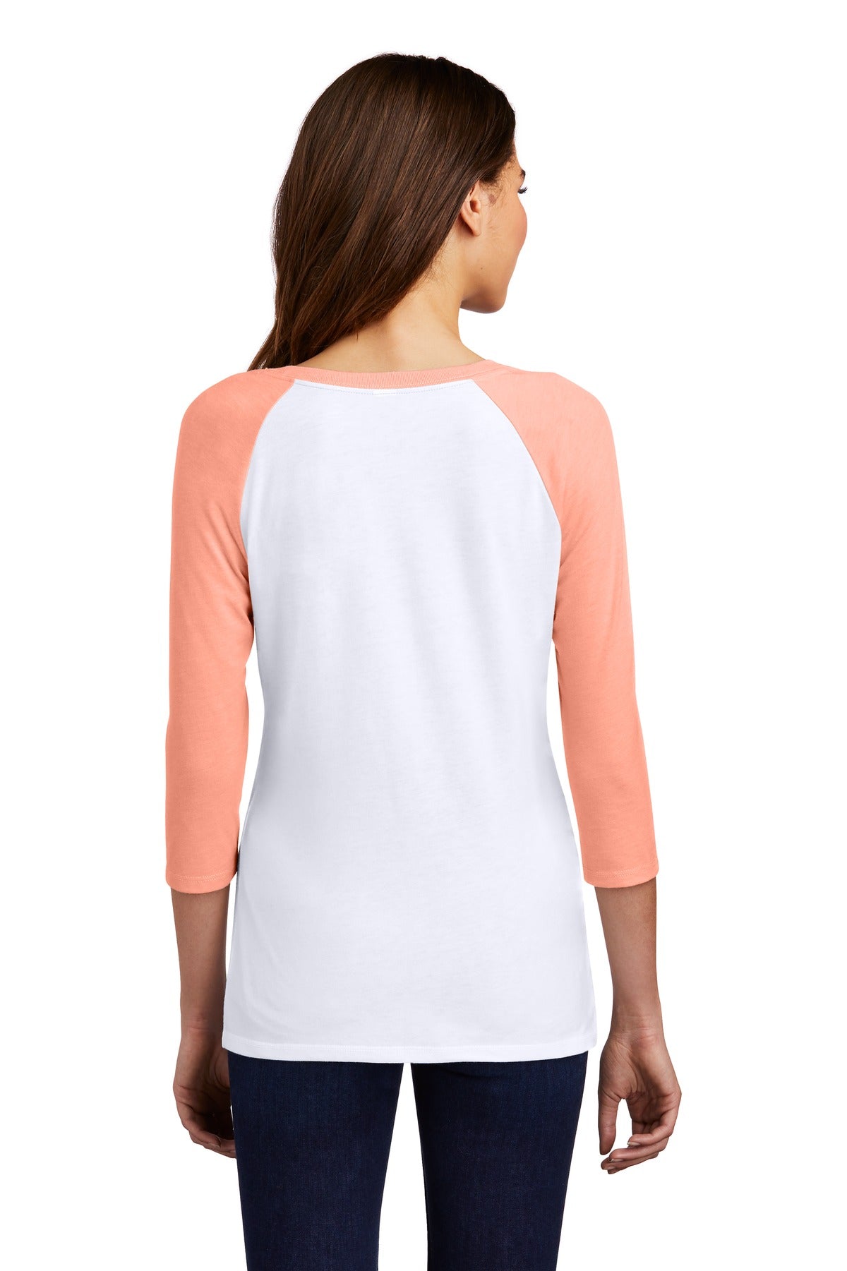 District Women's Perfect Tri 3/4-Sleeve Raglan. DM136L Womens Apparel Shirts & Tops