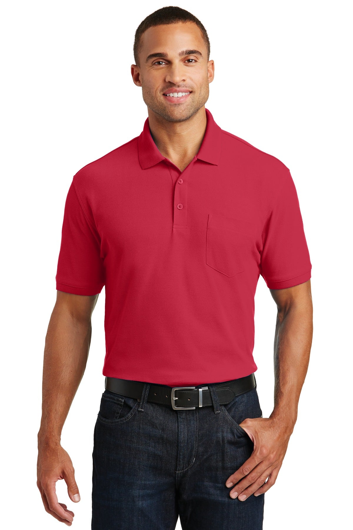 Port Authority Men's Core Classic Pique Pocket Polo. K100P Mens Apparel Shirts & Tops