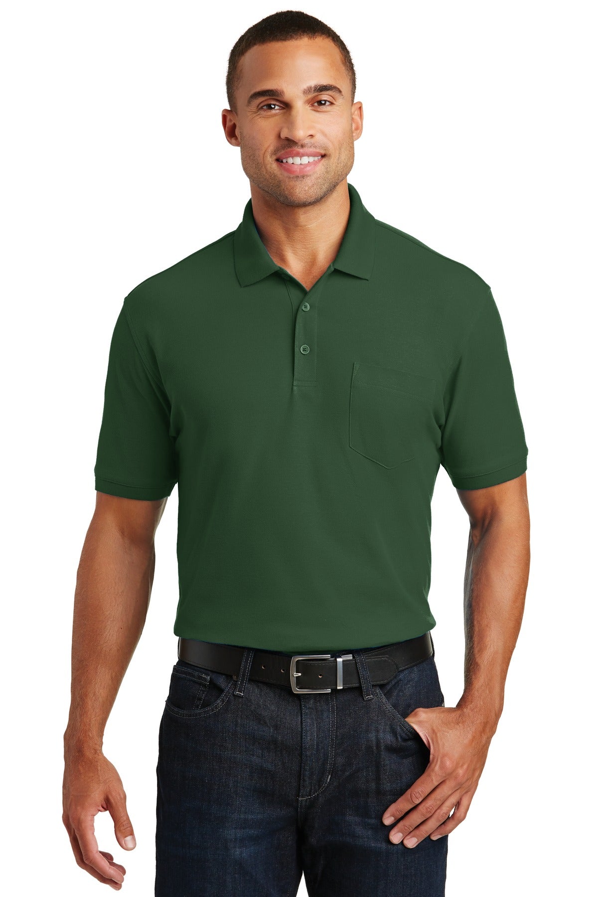 Port Authority Men's Core Classic Pique Pocket Polo. K100P Mens Apparel Shirts & Tops