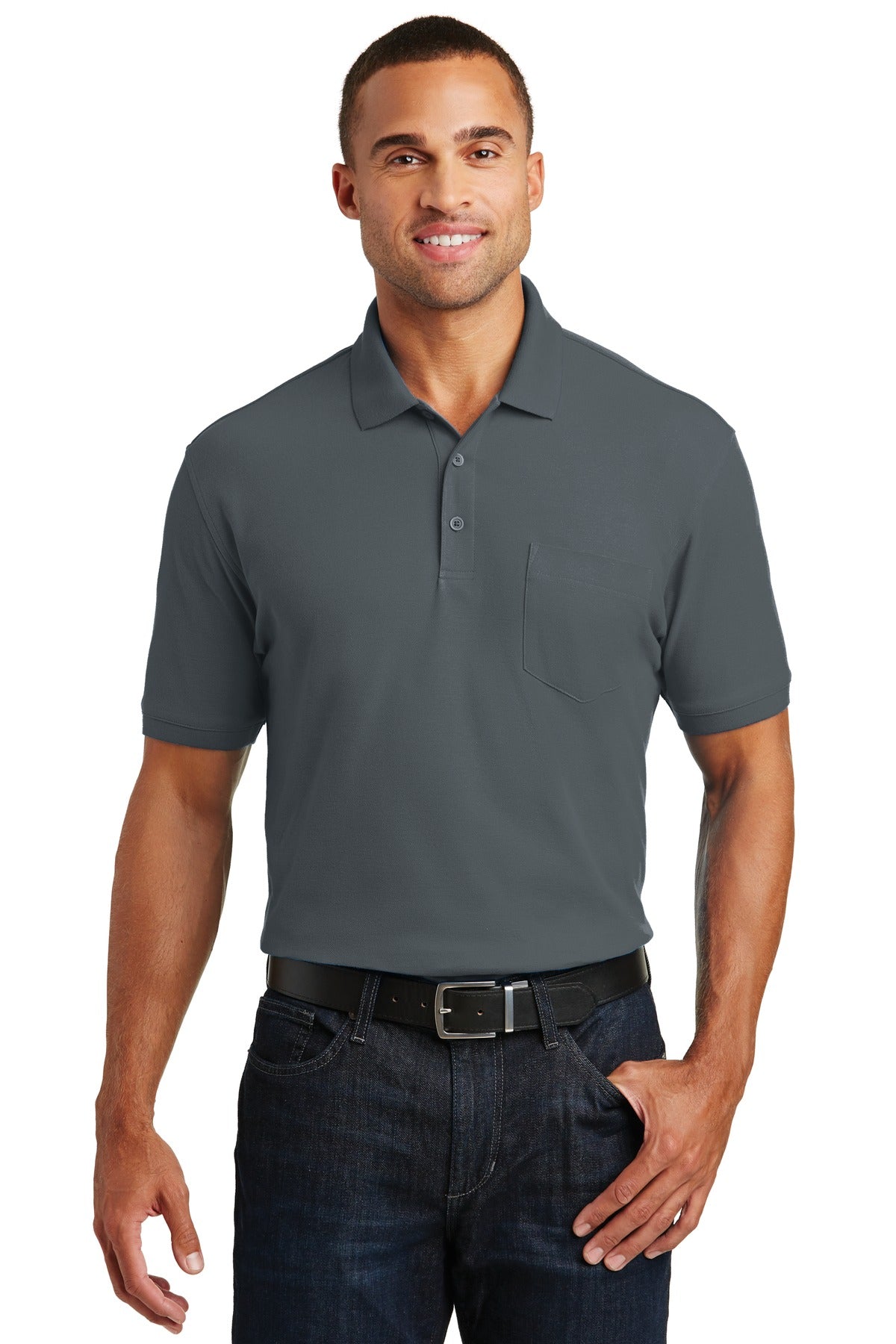 Port Authority Men's Core Classic Pique Pocket Polo. K100P Mens Apparel Shirts & Tops