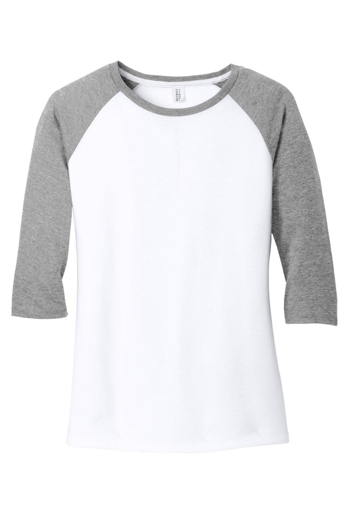 District Women's Perfect Tri 3/4-Sleeve Raglan. DM136L Womens Apparel Shirts & Tops