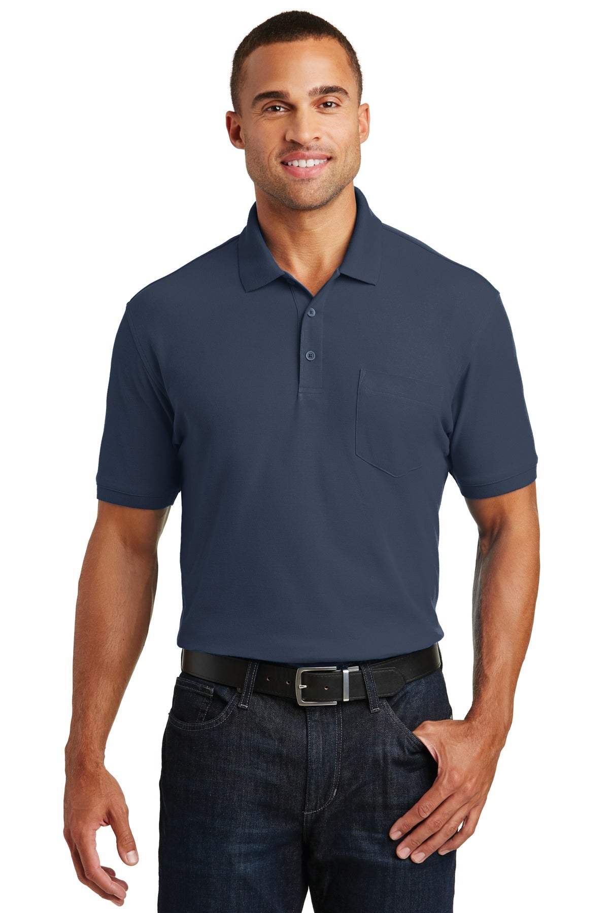 Port Authority Men's Core Classic Pique Pocket Polo. K100P Mens Apparel Shirts & Tops