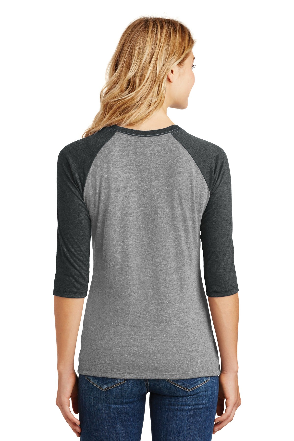 District Women's Perfect Tri 3/4-Sleeve Raglan. DM136L Womens Apparel Shirts & Tops