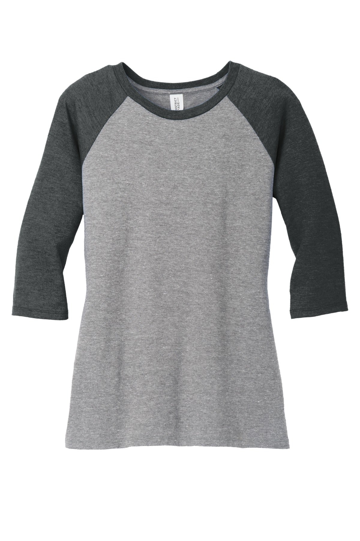 District Women's Perfect Tri 3/4-Sleeve Raglan. DM136L Womens Apparel Shirts & Tops