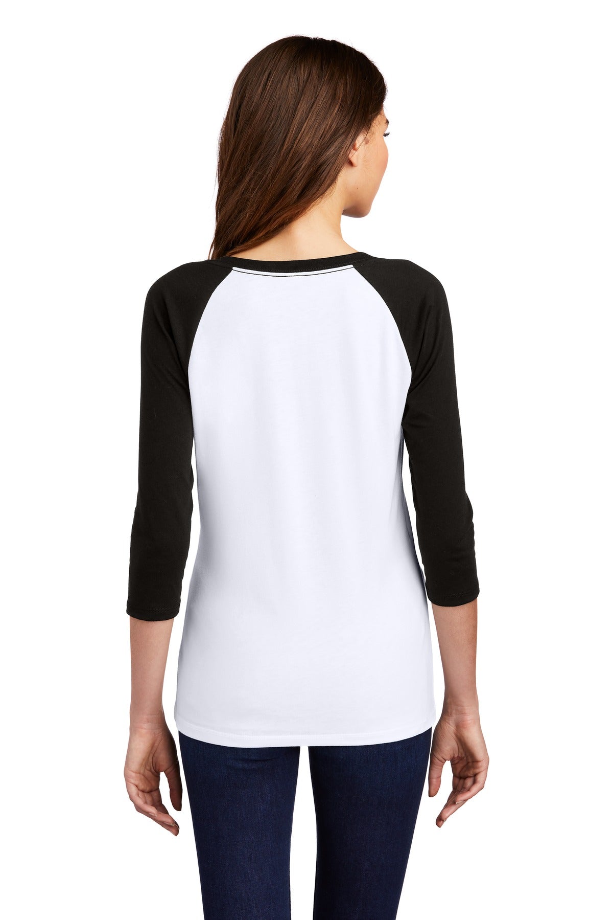District Women's Perfect Tri 3/4-Sleeve Raglan. DM136L Womens Apparel Shirts & Tops