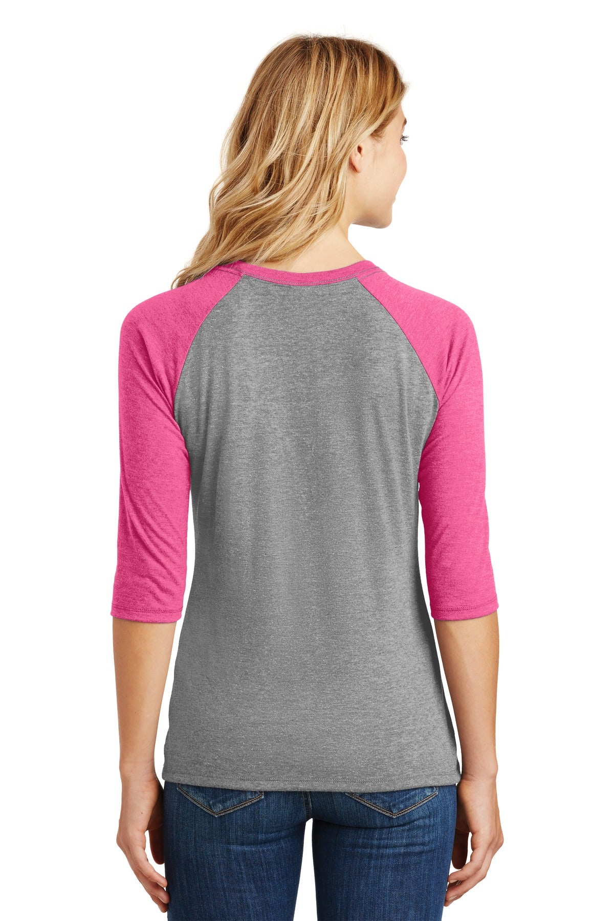 District Women's Perfect Tri 3/4-Sleeve Raglan. DM136L Womens Apparel Shirts & Tops