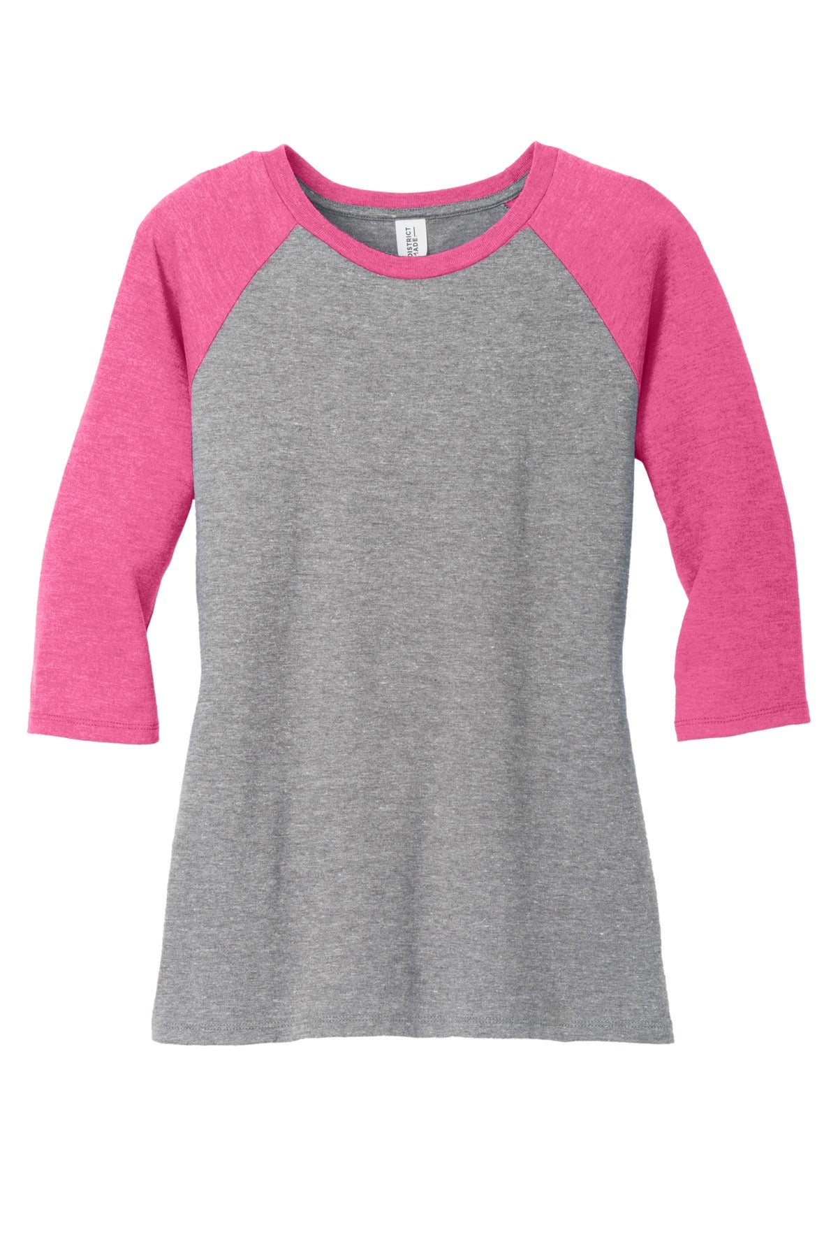 District Women's Perfect Tri 3/4-Sleeve Raglan. DM136L Womens Apparel Shirts & Tops