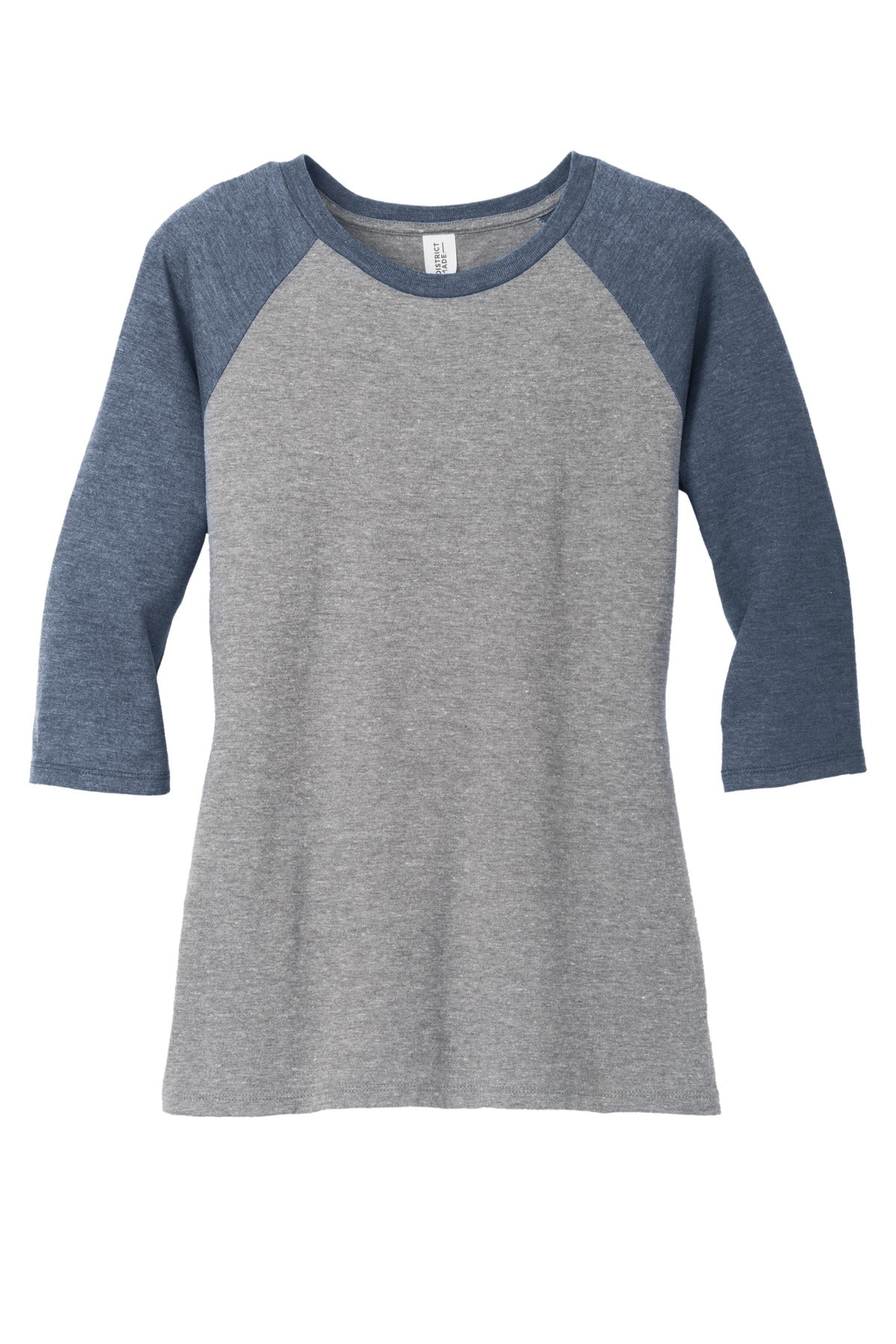 District Women's Perfect Tri 3/4-Sleeve Raglan. DM136L Womens Apparel Shirts & Tops