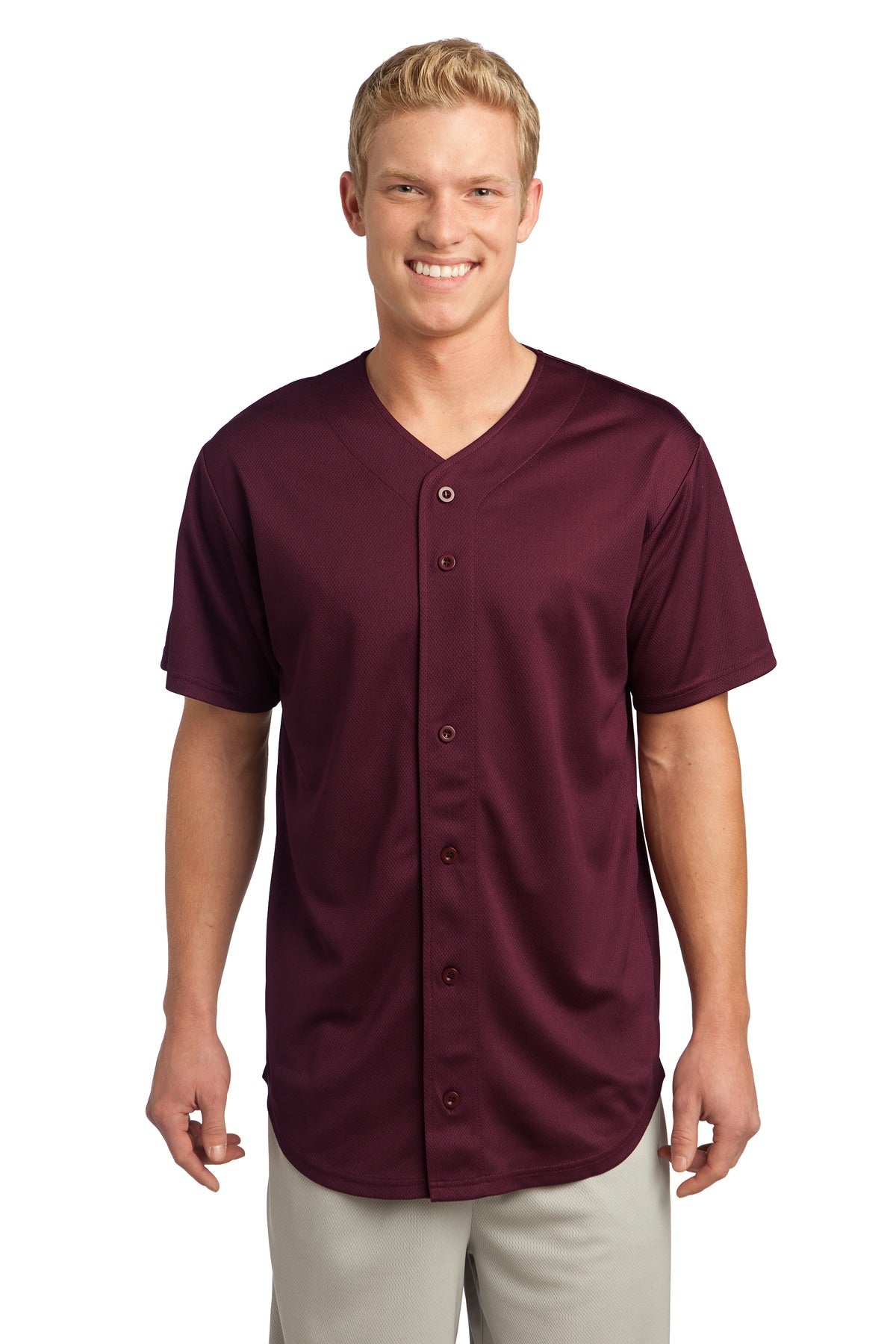 Sport-Tek Men's PosiCharge Tough Mesh Full-Button Jersey Baseball Jerseys Adult