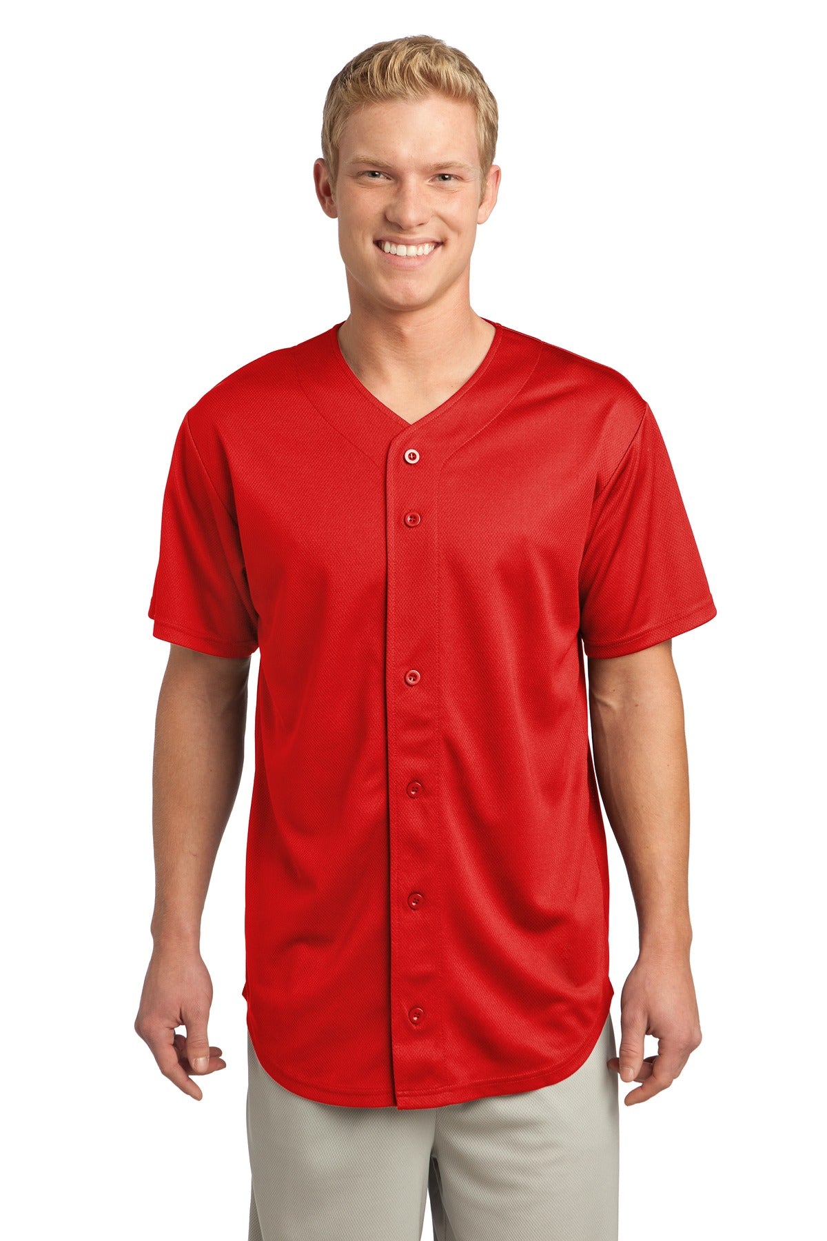 Sport-Tek Men's PosiCharge Tough Mesh Full-Button Jersey Baseball Jerseys Adult
