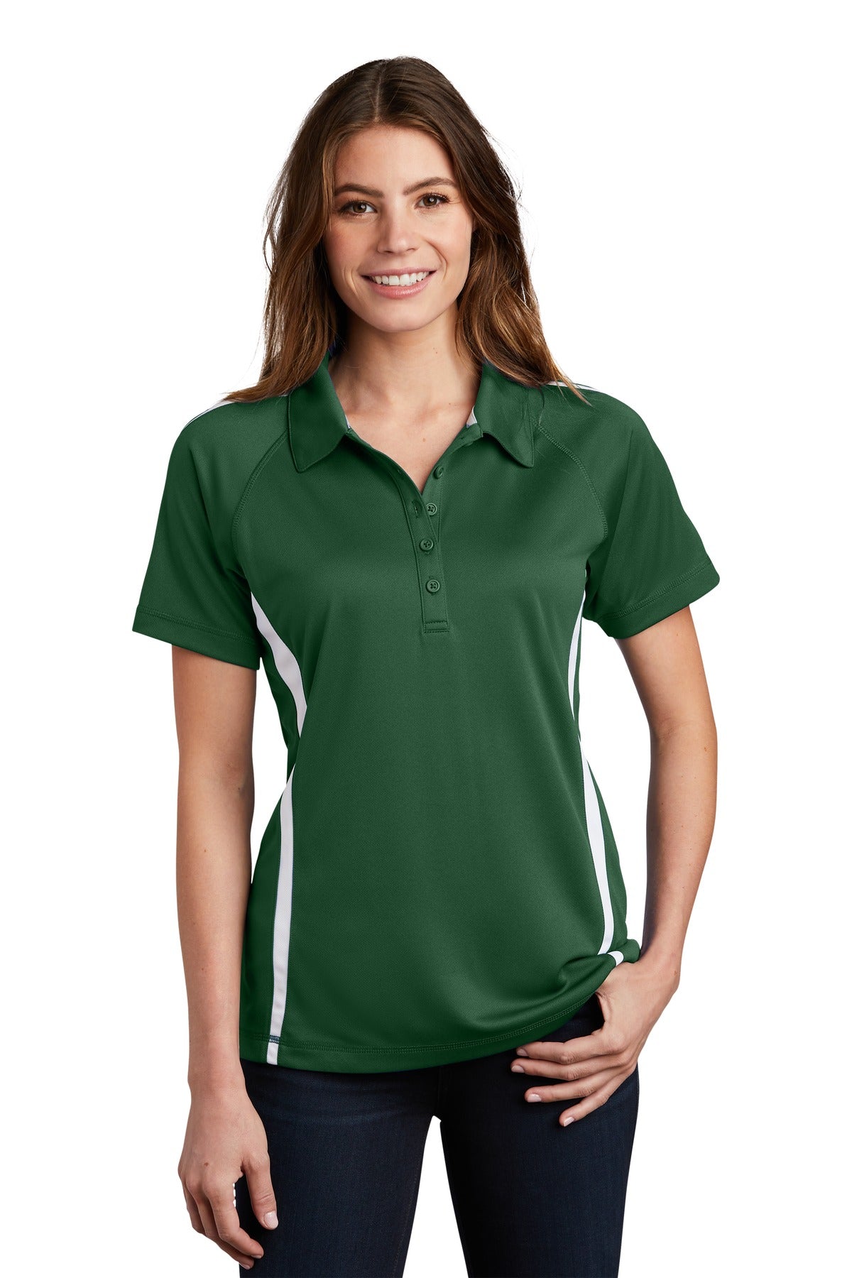 Sport-Tek Women's PosiCharge Micro-Mesh Colorblock Polo. LST685 Womens Apparel Shirts & Tops
