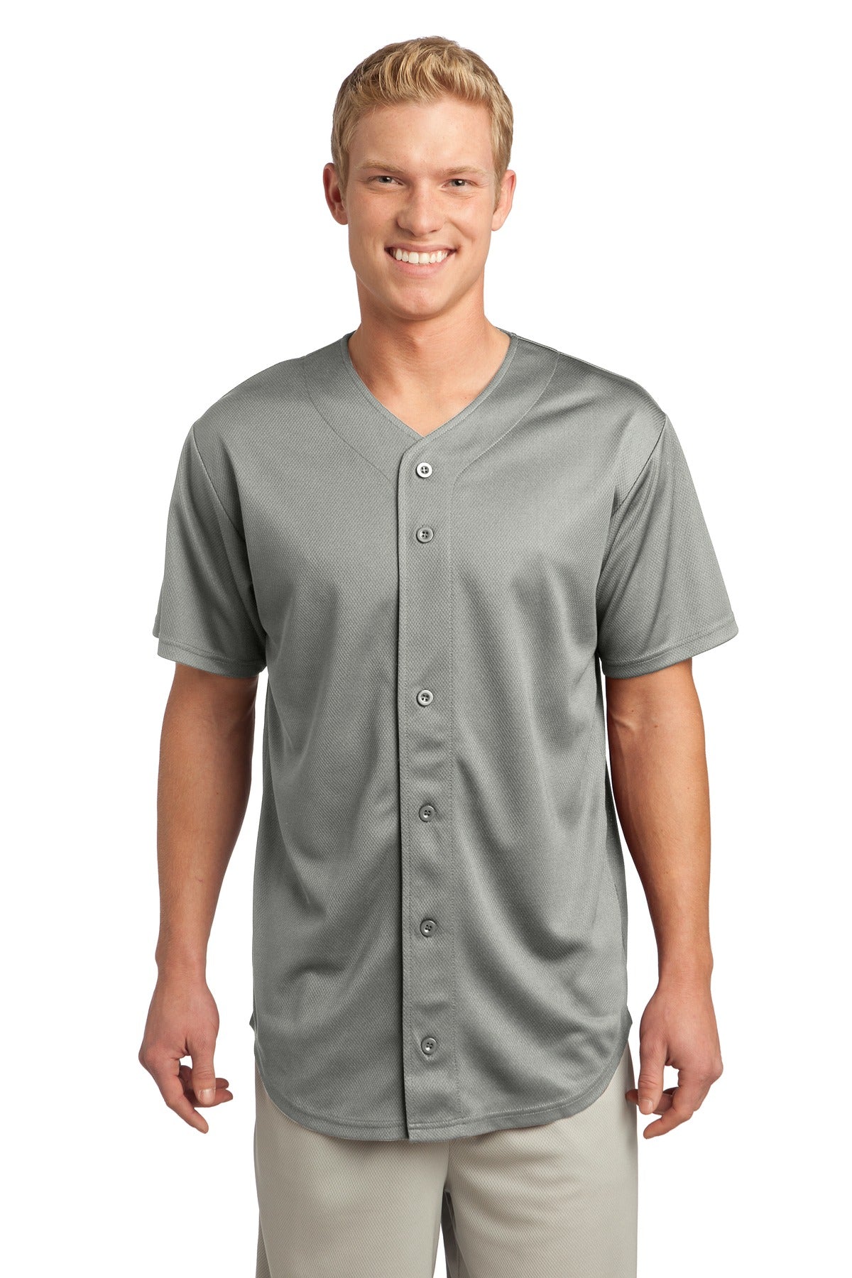 Sport-Tek Men's PosiCharge Tough Mesh Full-Button Jersey Baseball Jerseys Adult