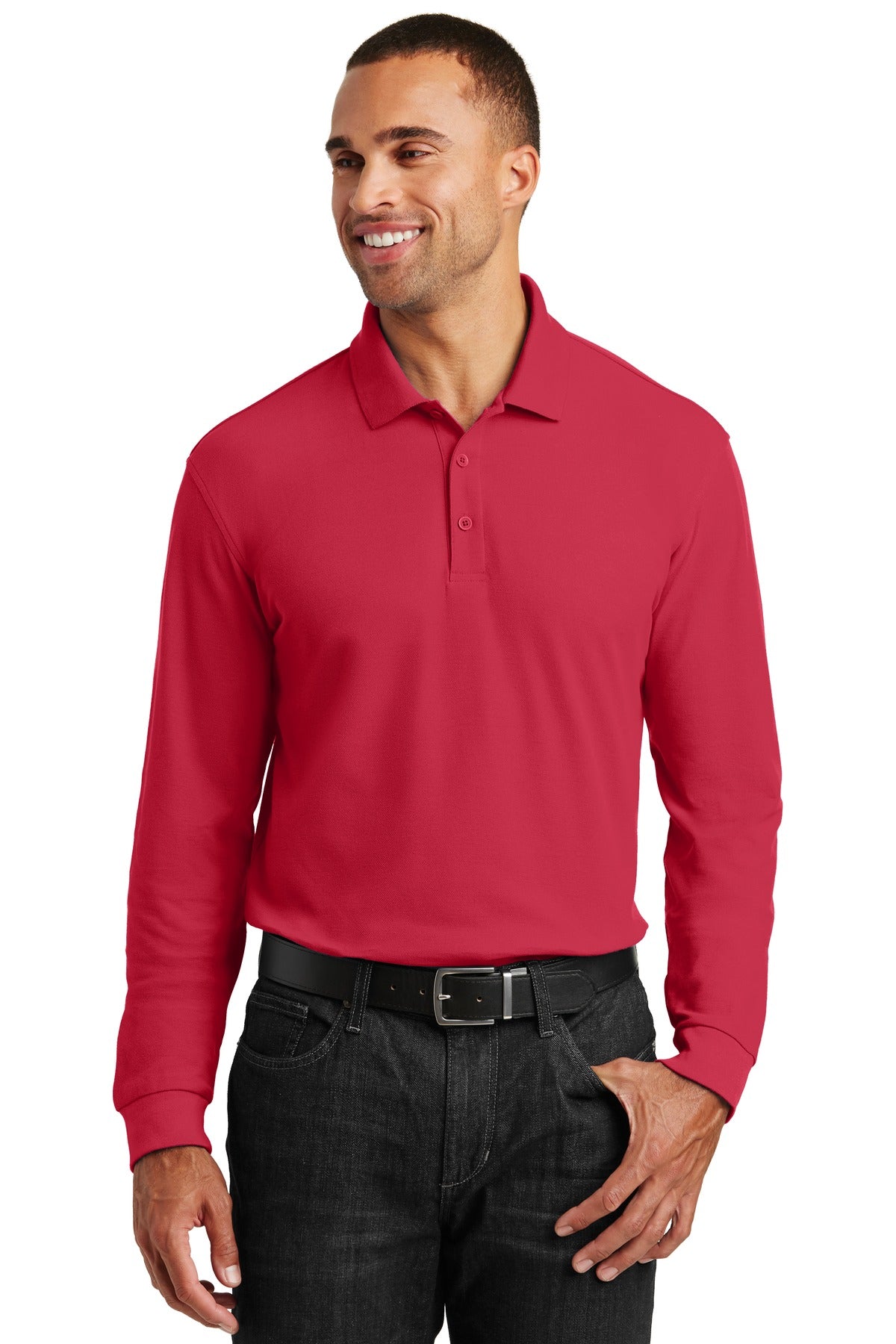 Port Authority Men's Long Sleeve Core Classic Pique Polo. K100LS Mens Apparel Shirts & Tops