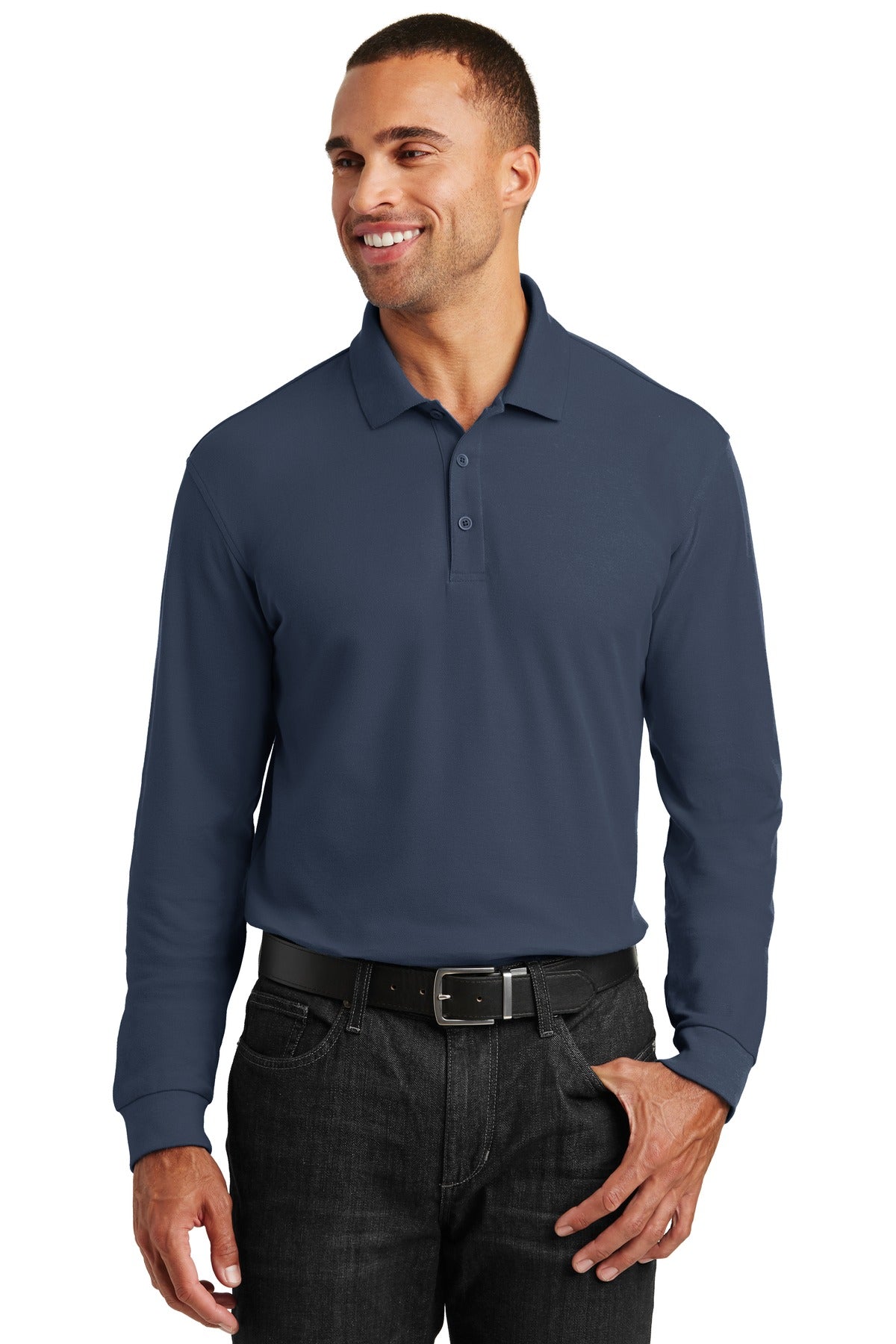 Port Authority Men's Long Sleeve Core Classic Pique Polo. K100LS Mens Apparel Shirts & Tops