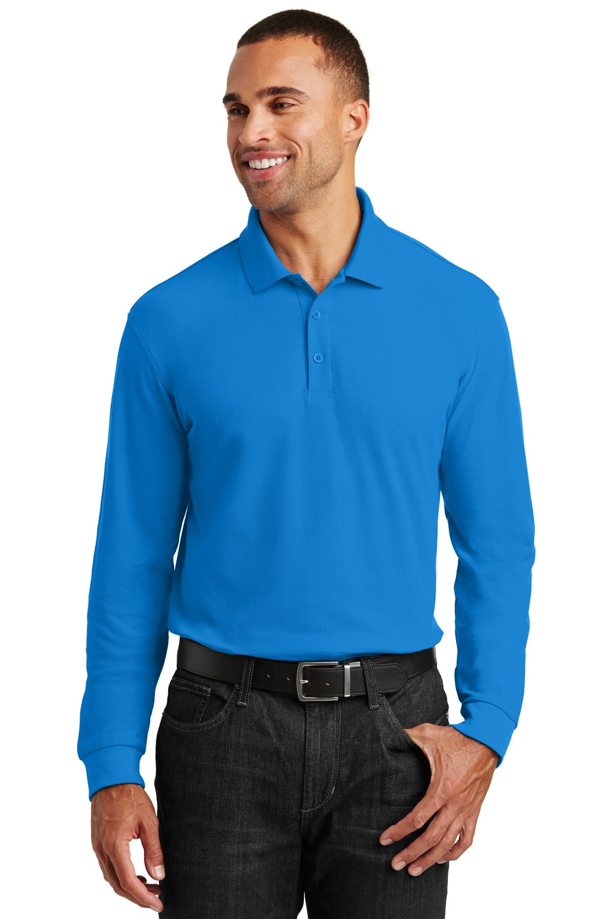 Port Authority Men's Long Sleeve Core Classic Pique Polo. K100LS Mens Apparel Shirts & Tops