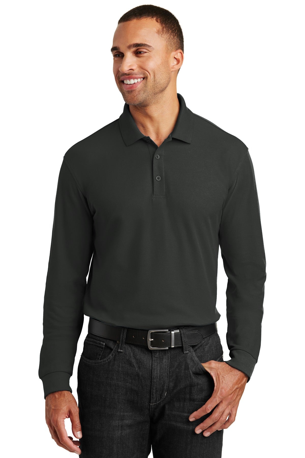 Port Authority Men's Long Sleeve Core Classic Pique Polo. K100LS Mens Apparel Shirts & Tops