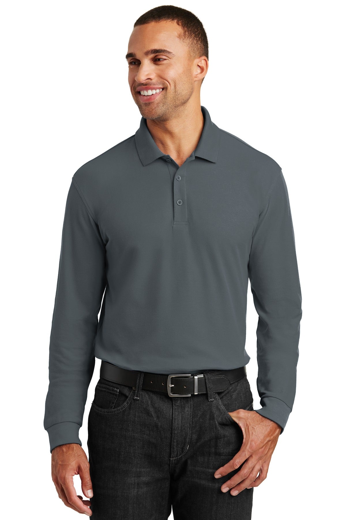 Port Authority Men's Long Sleeve Core Classic Pique Polo. K100LS Mens Apparel Shirts & Tops