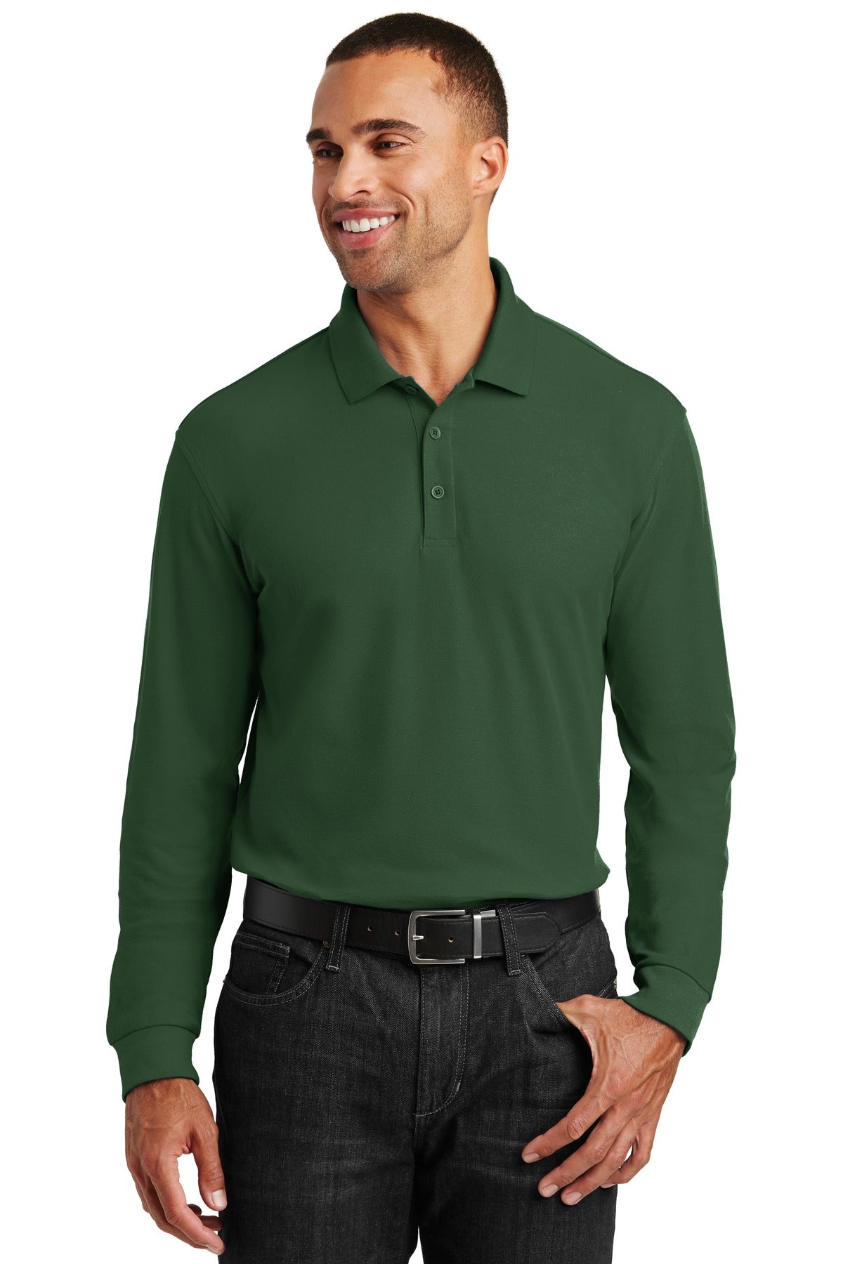 Port Authority Men's Long Sleeve Core Classic Pique Polo. K100LS Mens Apparel Shirts & Tops