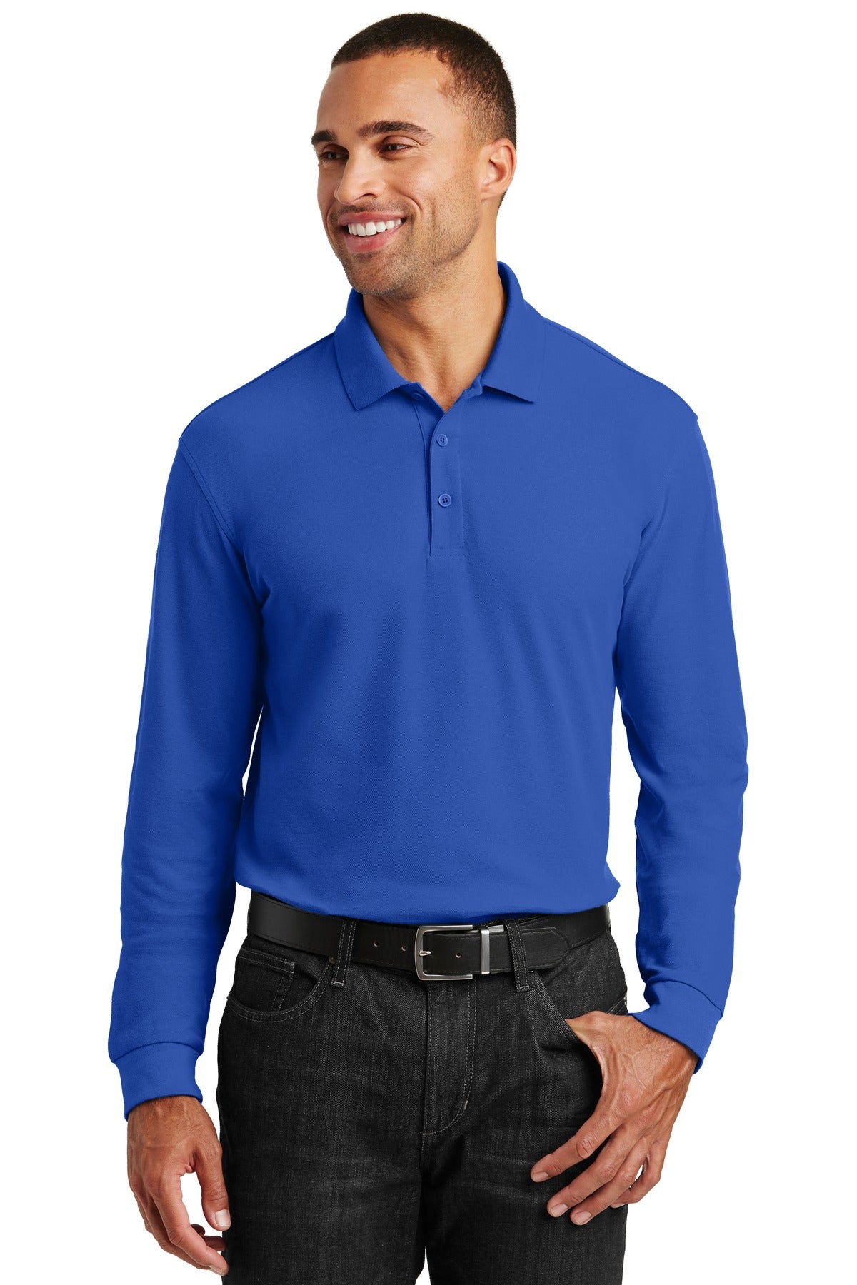 Port Authority Men's Long Sleeve Core Classic Pique Polo. K100LS Mens Apparel Shirts & Tops