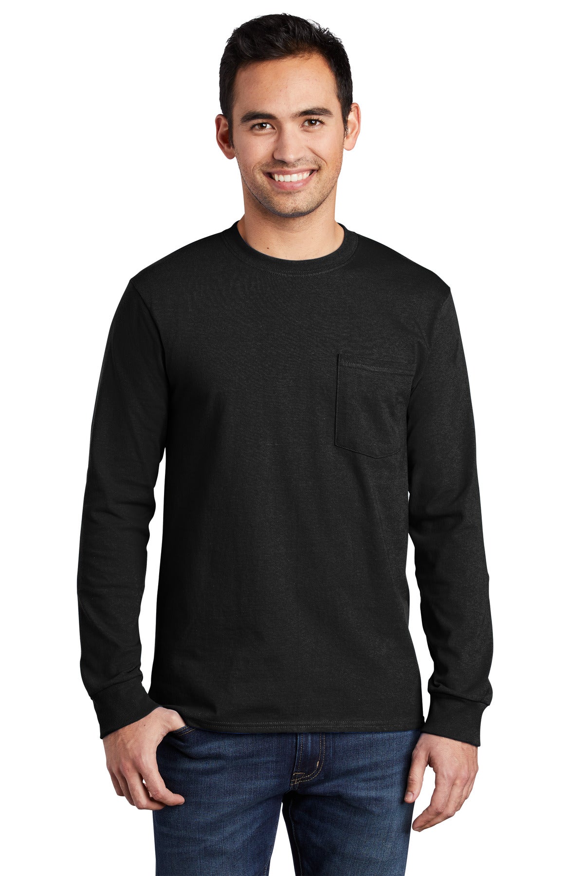 Port & Company Men's Long Sleeve Essential Pocket Tee Mens Apparel Shirts & Tops