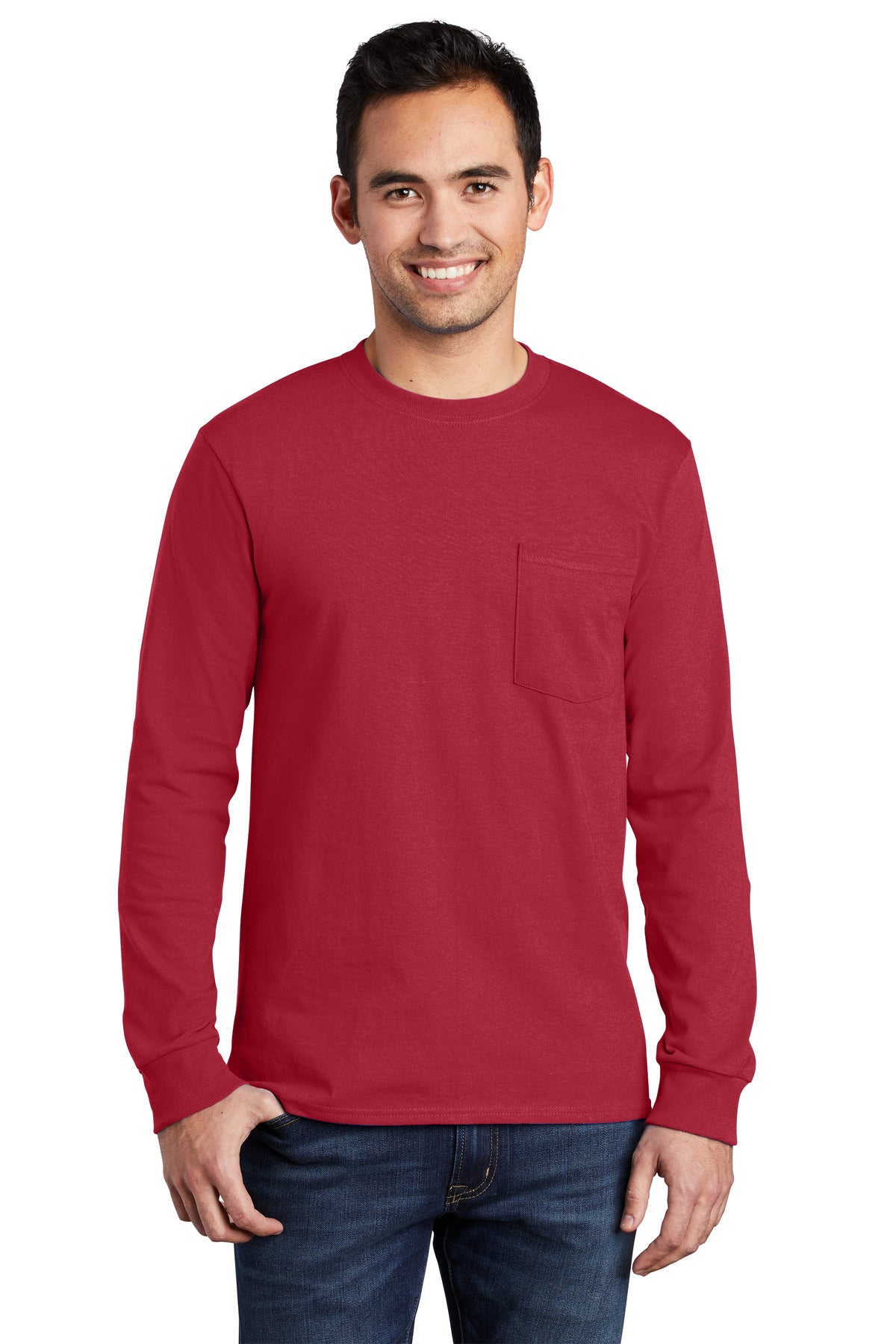Port & Company Men's Long Sleeve Essential Pocket Tee Mens Apparel Shirts & Tops