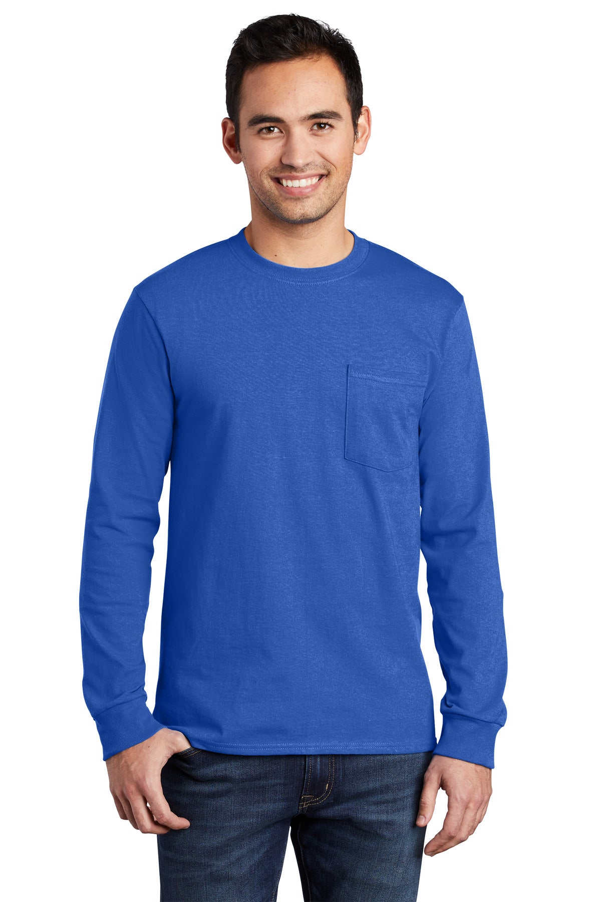 Port & Company Men's Long Sleeve Essential Pocket Tee Mens Apparel Shirts & Tops