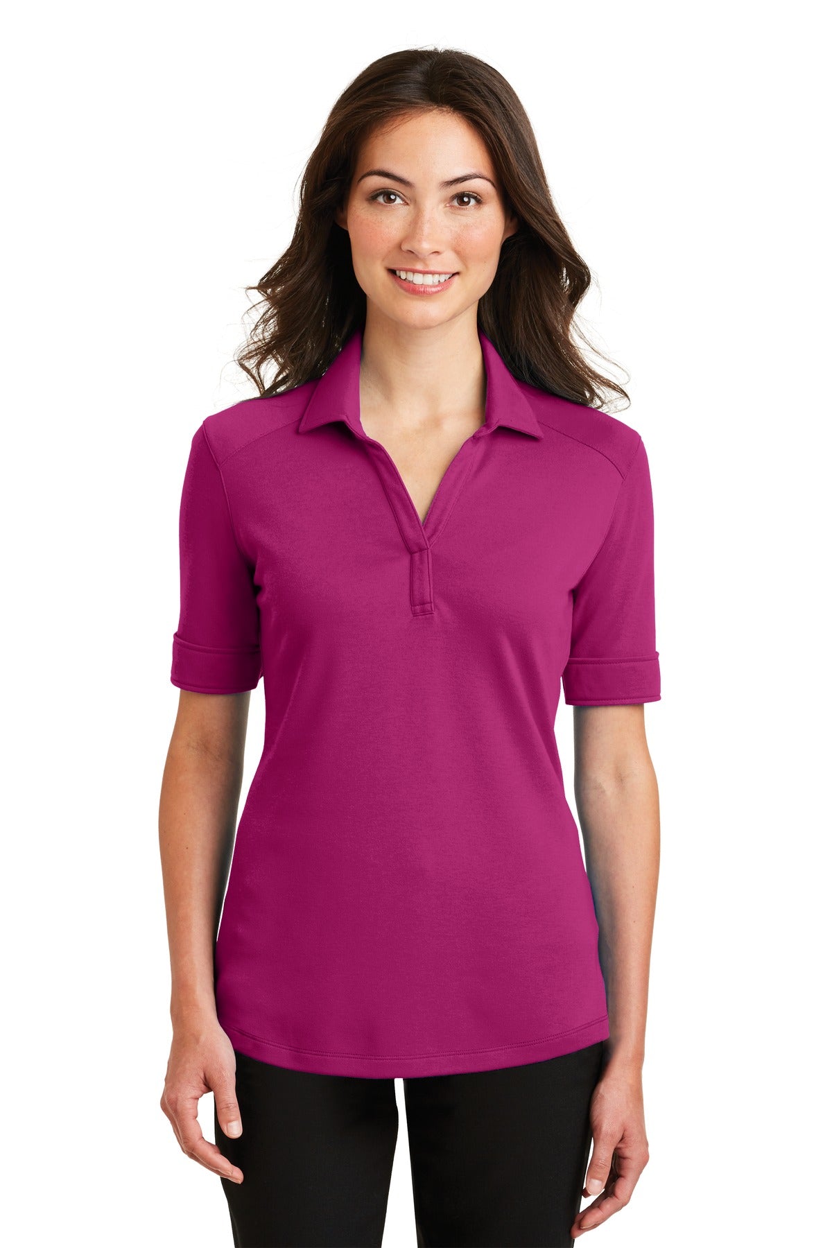 Port Authority Ladies Silk Touch Interlock Performance Polo. L5200 Womens Apparel Shirts & Tops