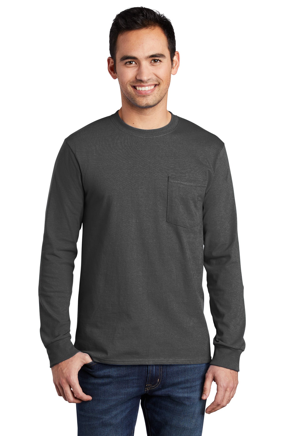 Port & Company Men's Long Sleeve Essential Pocket Tee Mens Apparel Shirts & Tops