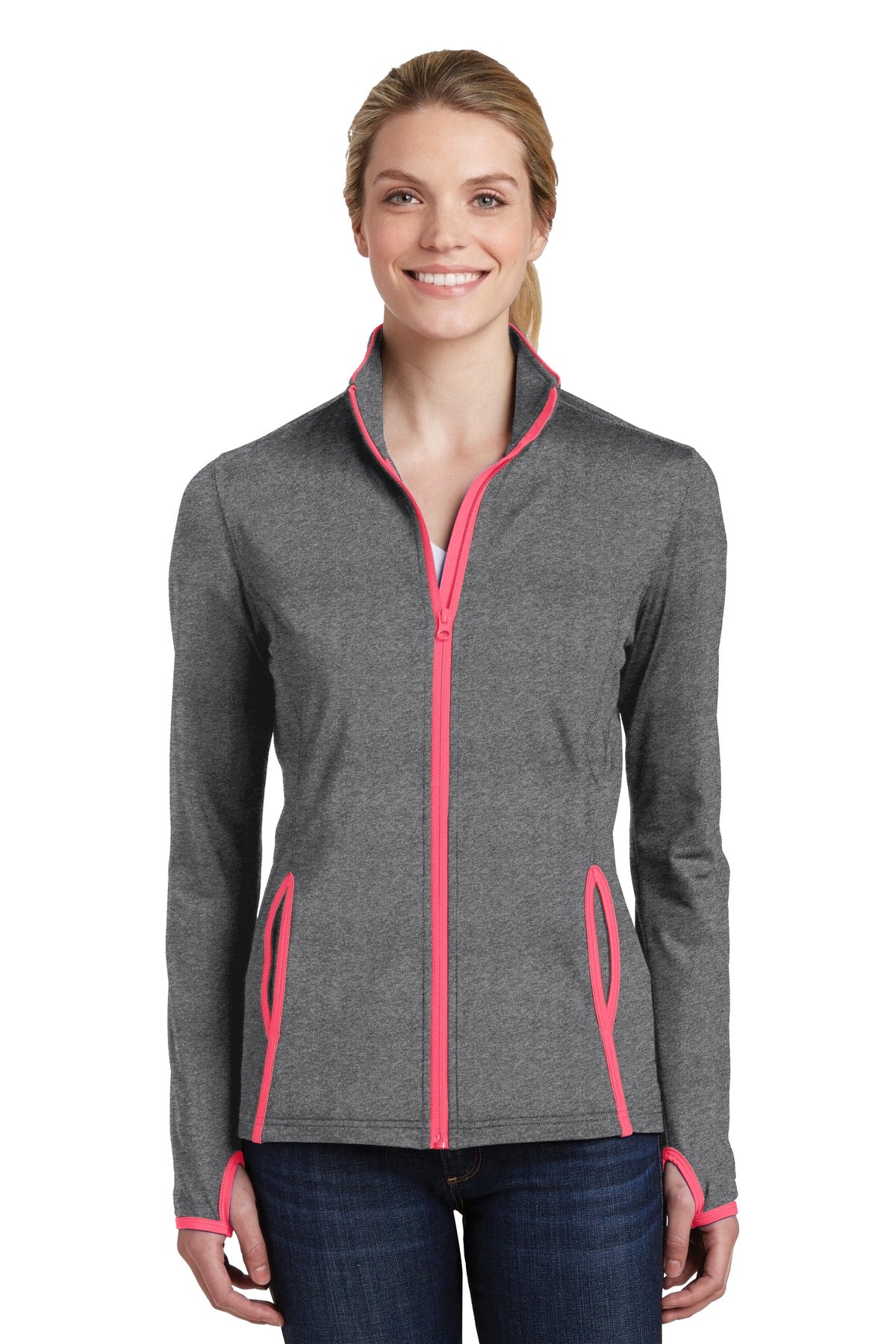 Sport-Tek Women's Sport-Wick Stretch Contrast Full-Zip Jacket Womens Apparel Jackets & Vests